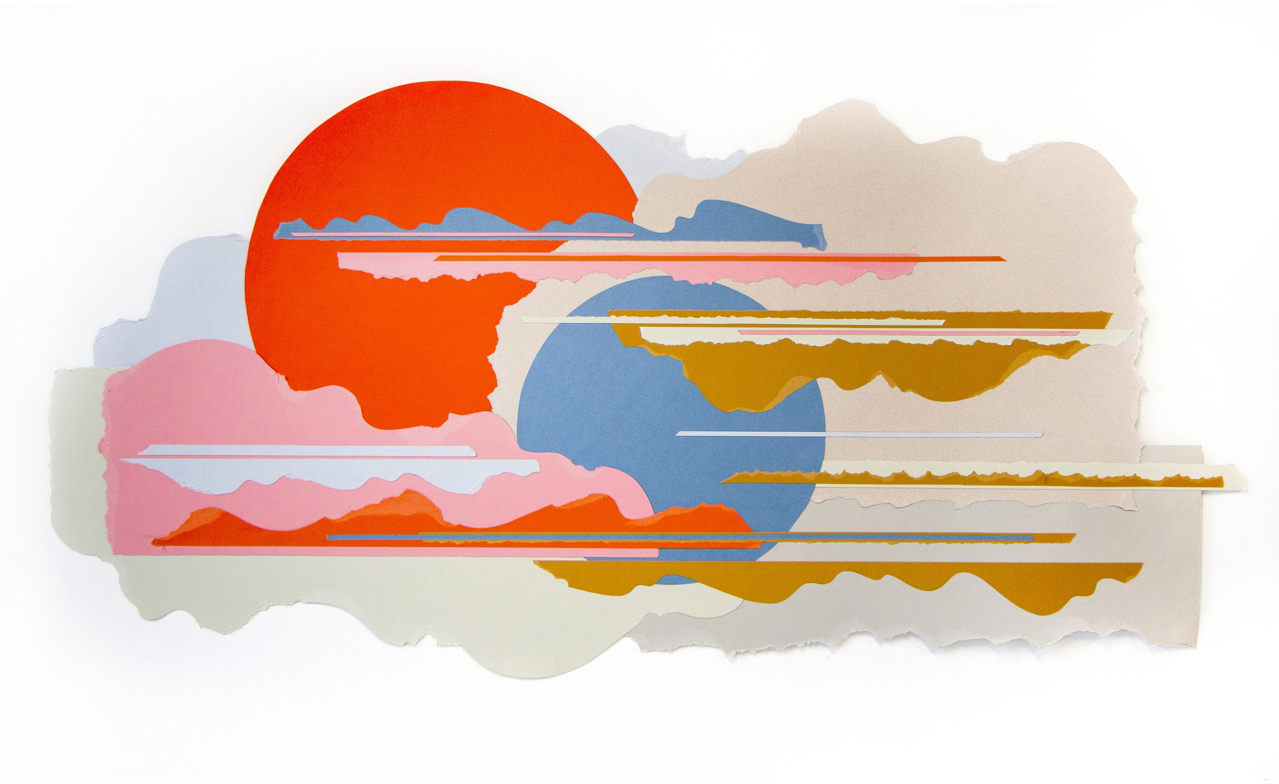 BLUE MOON 2, paper collage, 116 X 57 cm, 2021, SOLD