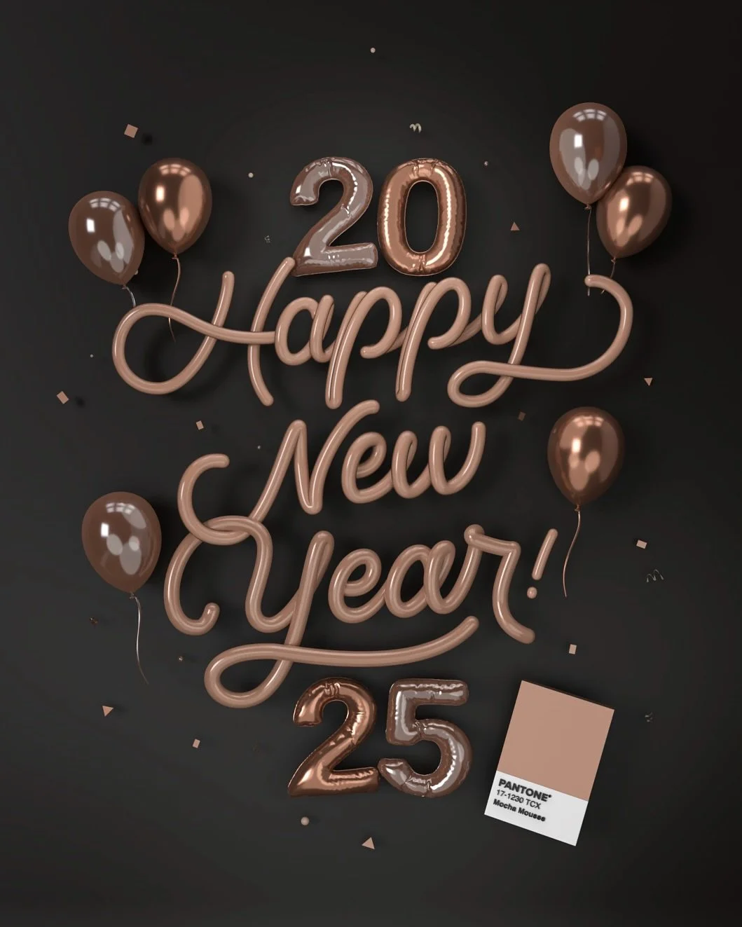 Happy New Year 2025 featuring the color of the year, Mocha Mousse! Let&rsquo;s make this year a great one. Stay inspired, motivated and create a little more each day! 

#pantone #coloroftheyear #blender #3D
#mousse #mocha #happynewyear #2025