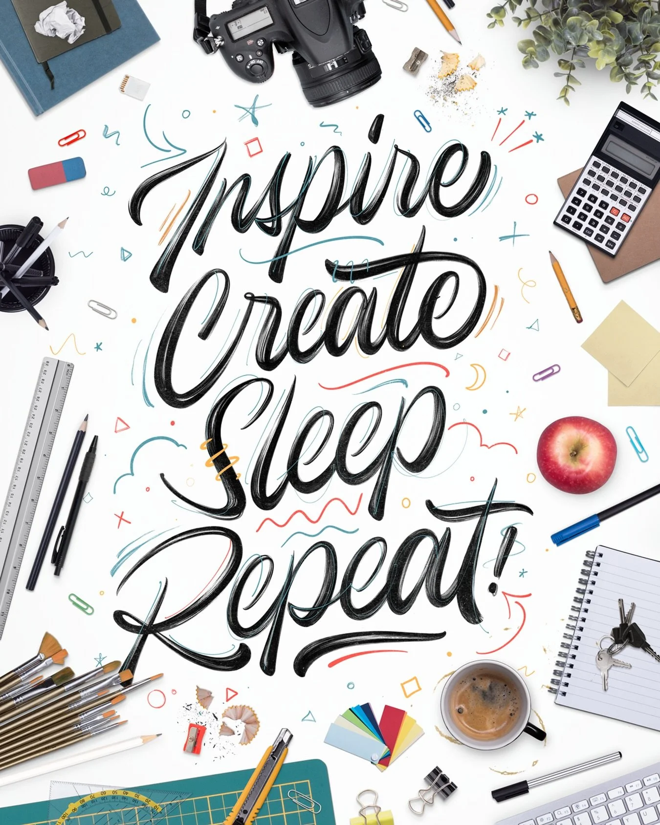 The motto on repeat. 

Create. Inspire. Sleep. Repeat. 

It&rsquo;s been a while since I dabbled with ProCreate. Here is a reminder that the work still continues regardless of the situation at hand. Cheers! 

Prints will be available soon. 

#procrea