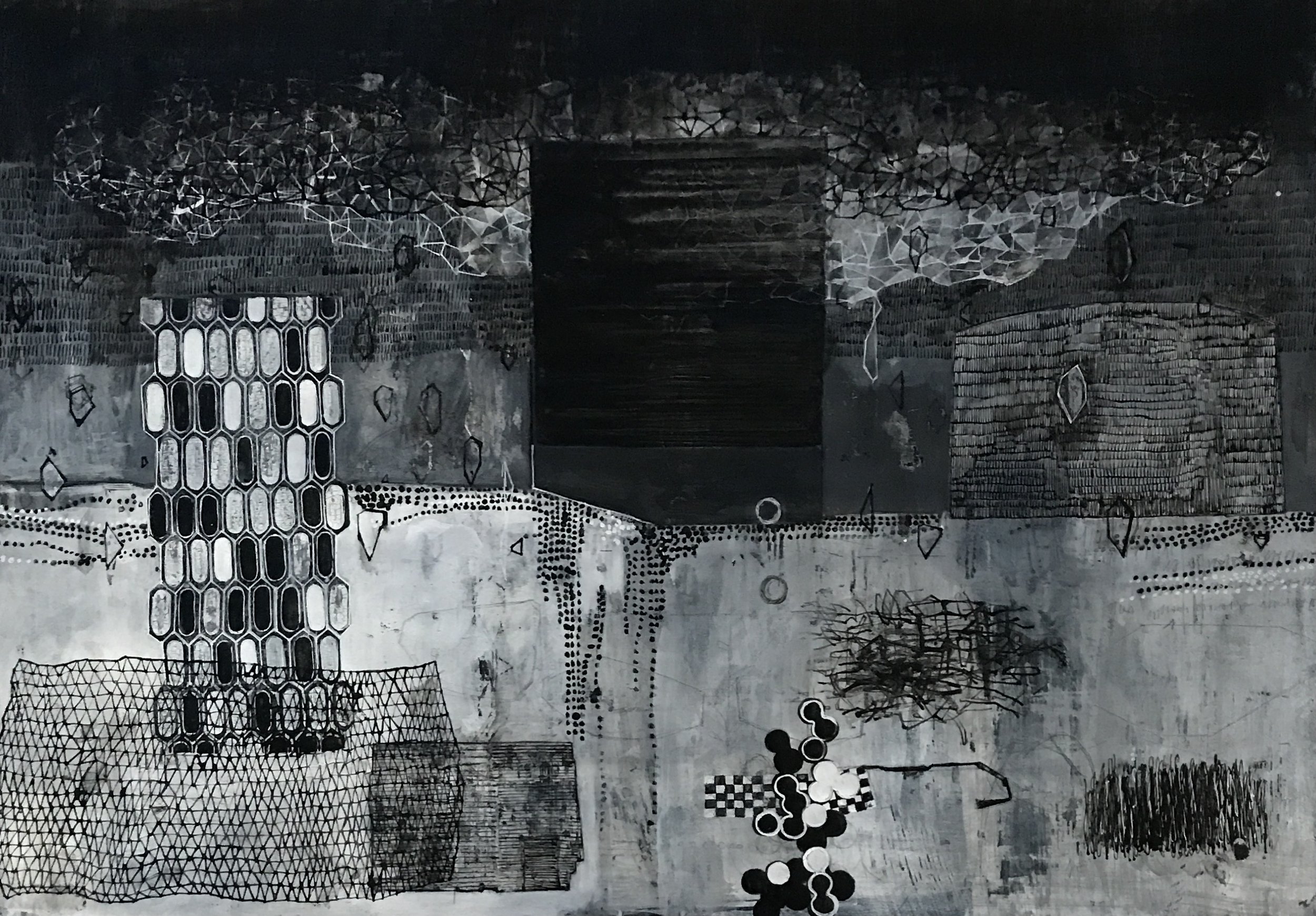 ' Structures ',  41 x 59cm, Ink on paper, 2022