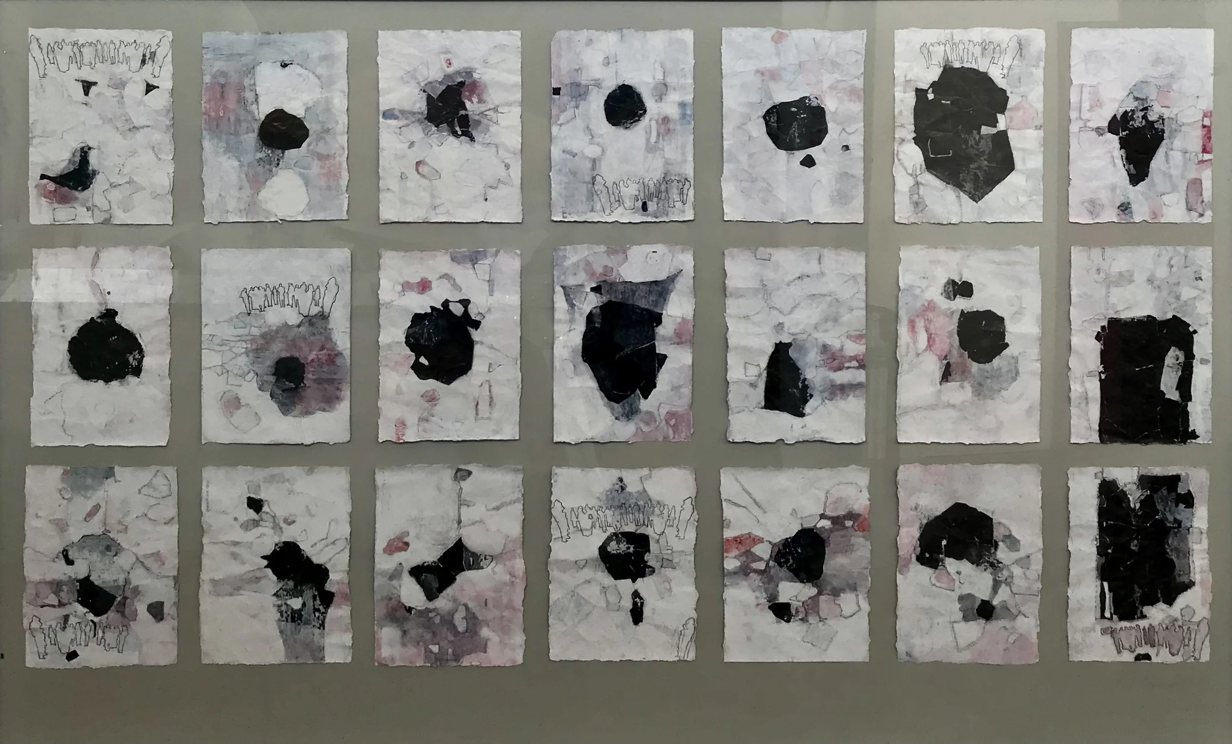 'Mysterious Black Spaces', Ink, paint and pencil, 2018