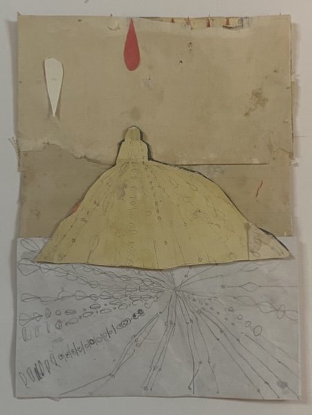 'Landmark: The Woman Explorer III', 19 x 14 cm, Collage, mixed media.   2025