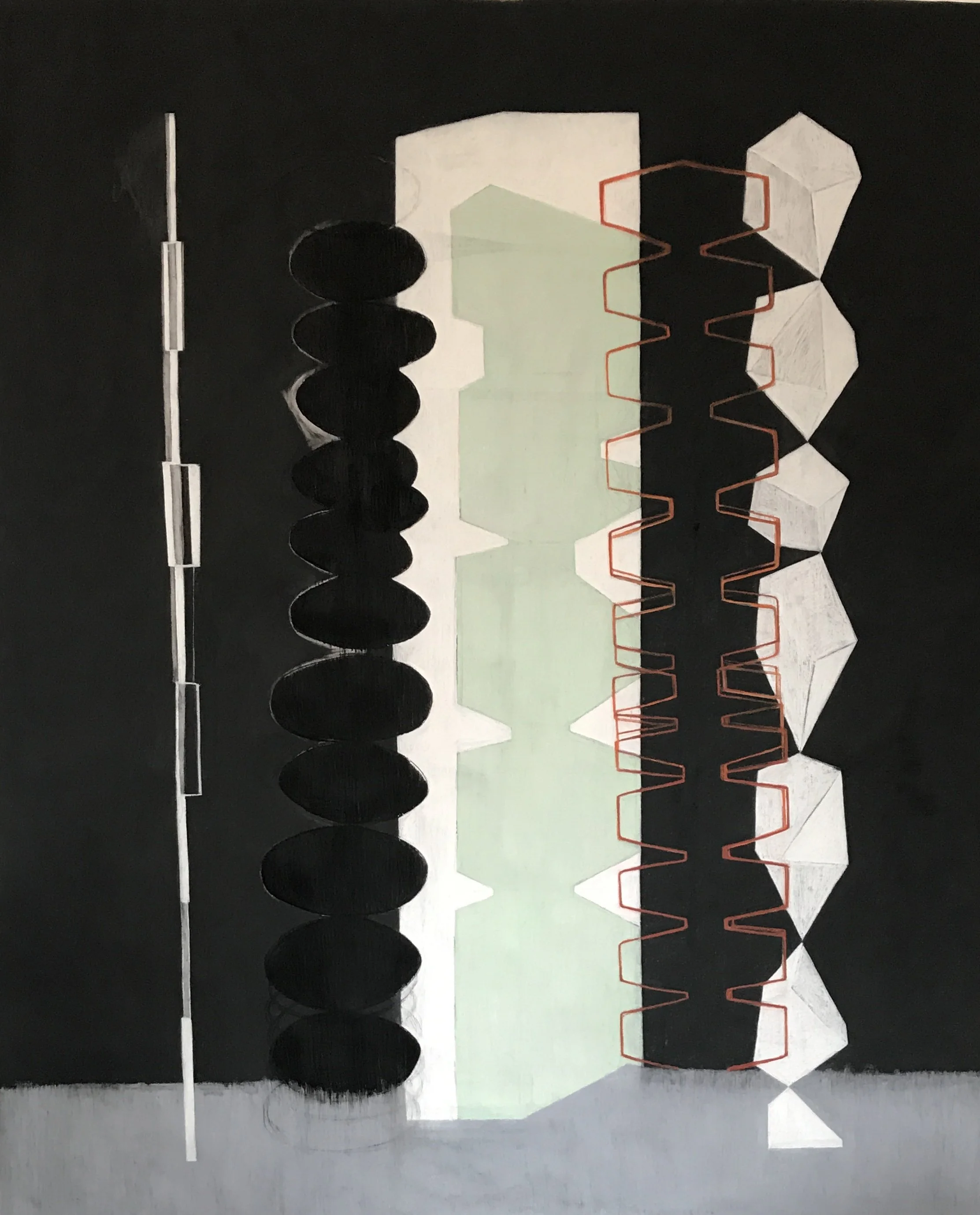 'Columns' 180 x 140 cm, charcoal and chalk pastel on paper, 2021 