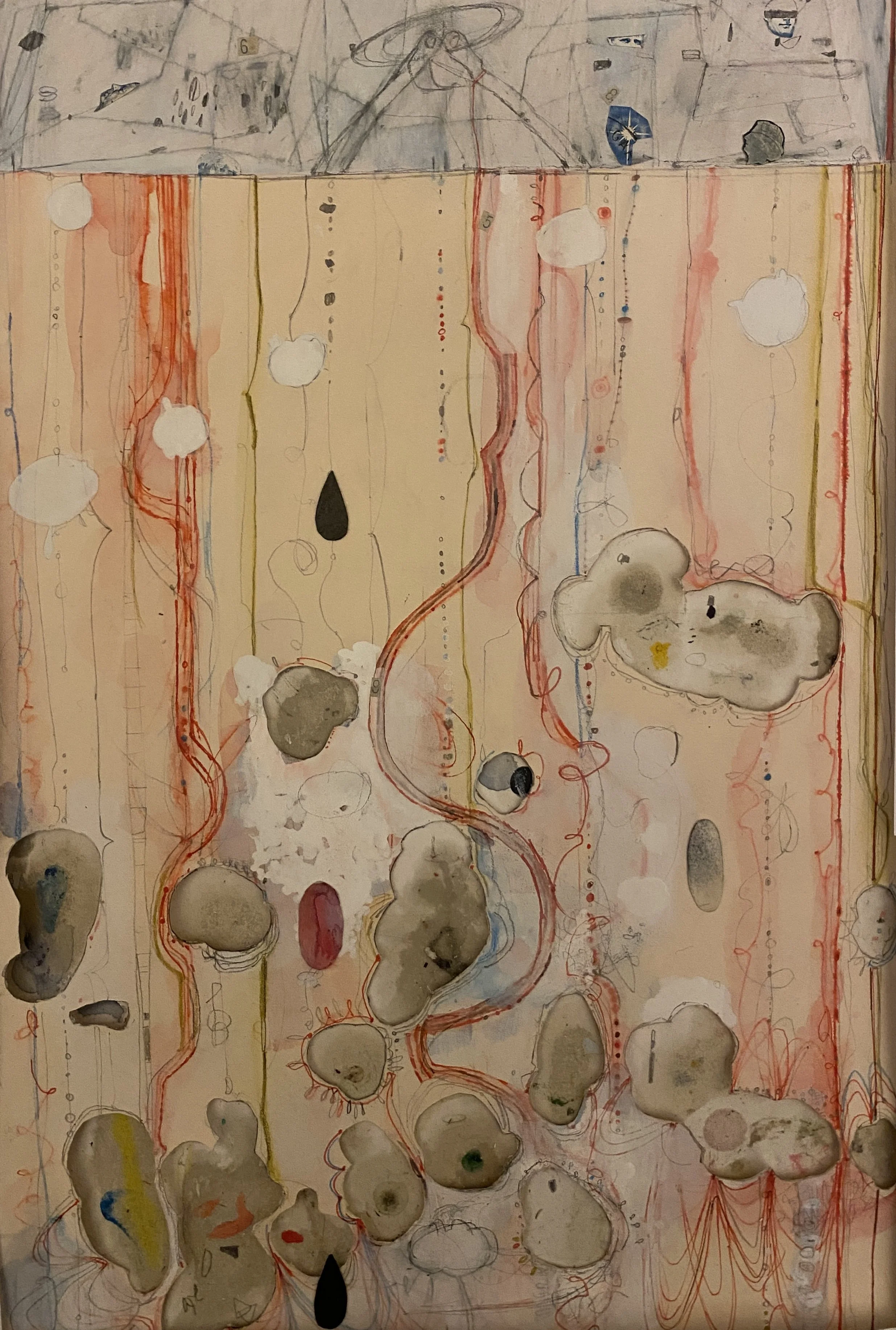 'Meltstream' ,  35 x 22 cm, mixed-media on paper ,  2026