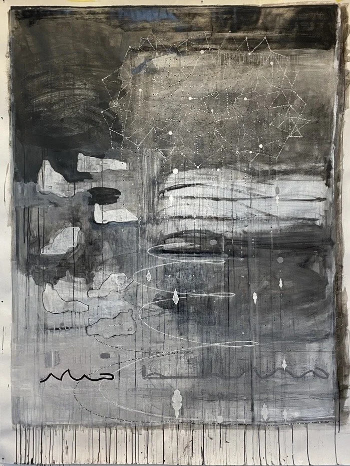 'Night Vision'  2026, 188 x 150cms , Paint, Charcoal and ink on paper