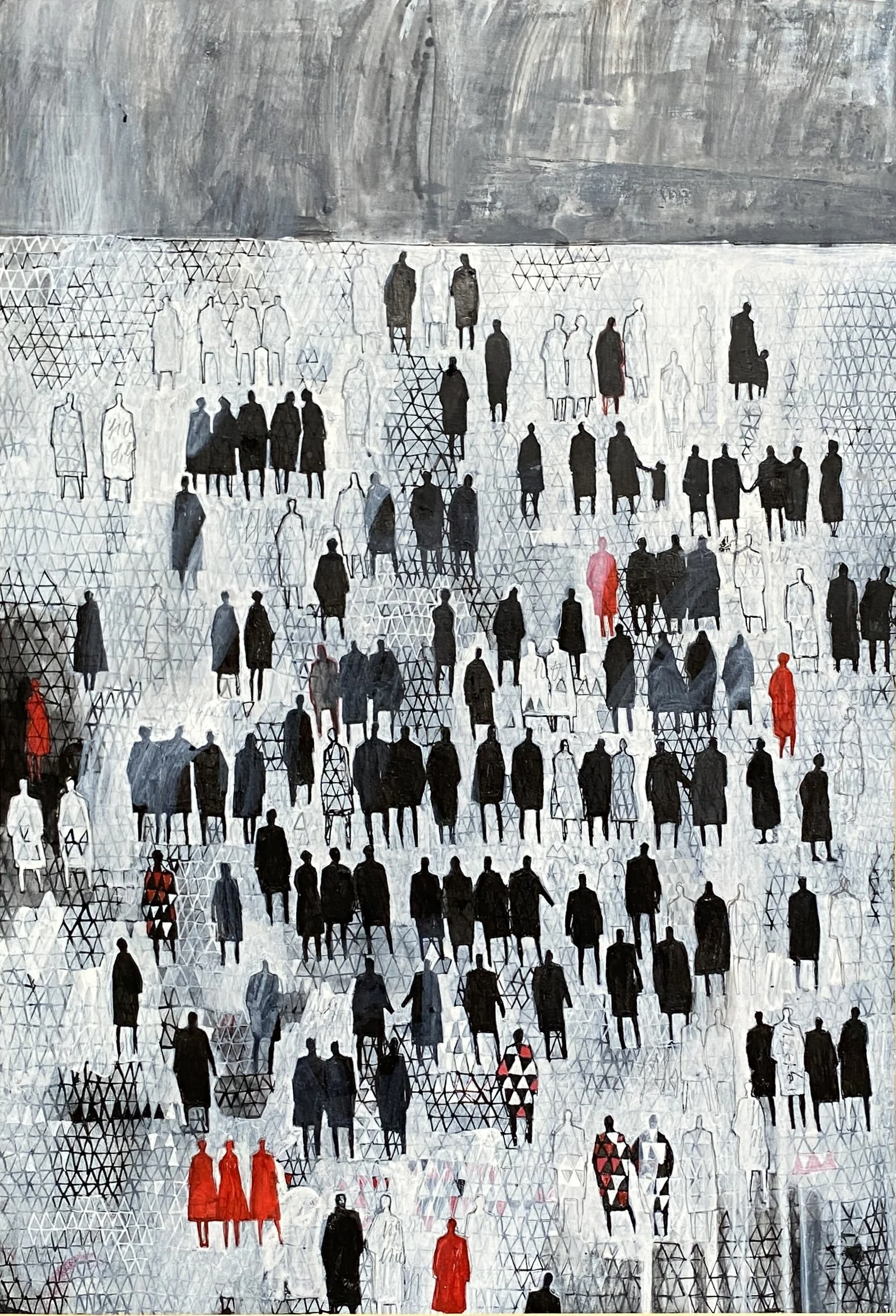 'Gathering',  40 x 30 cm, Ink and paint on paper. 2021
