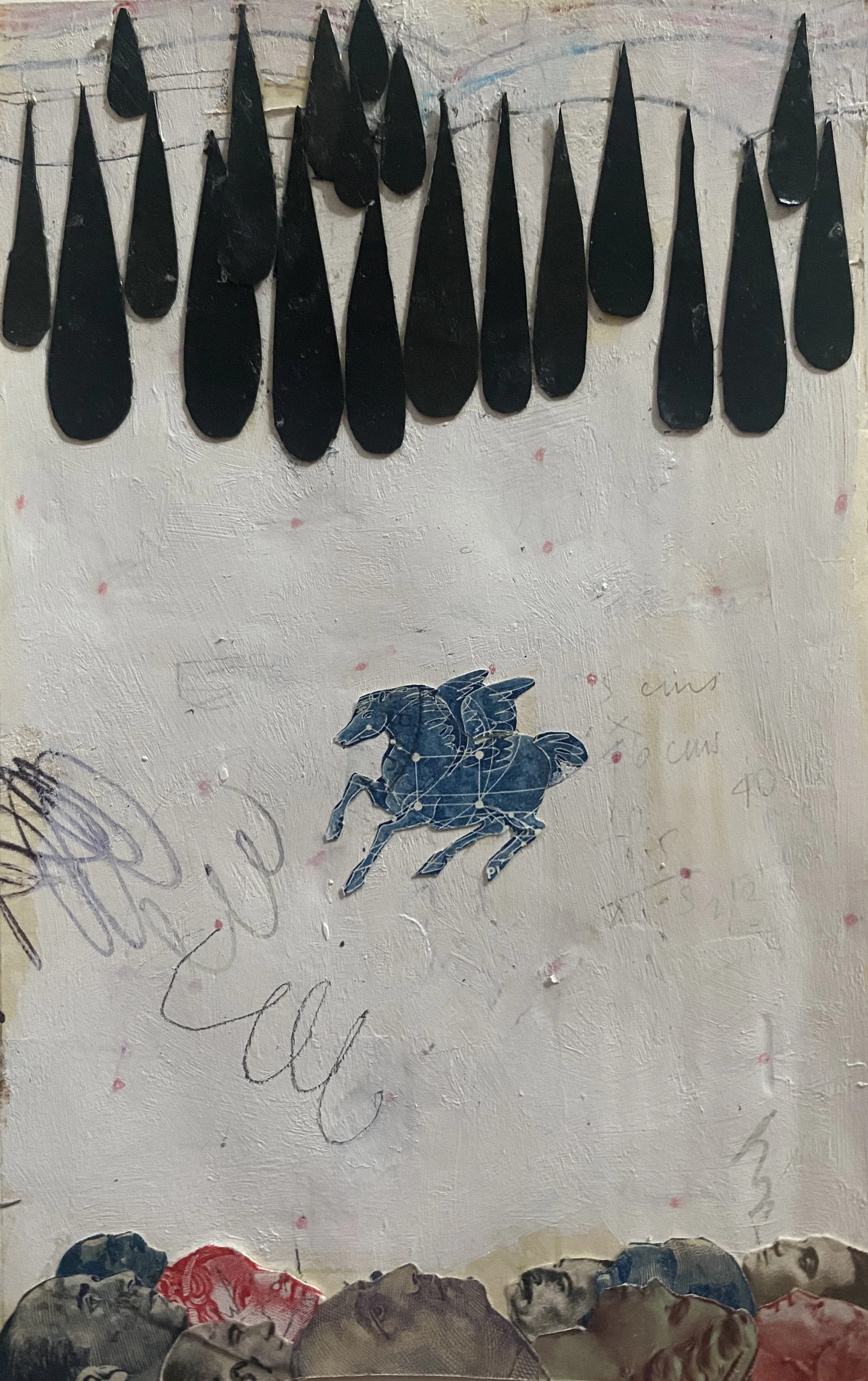 'Look up' , 14 x 8.5 cm, paint and collage, 2026