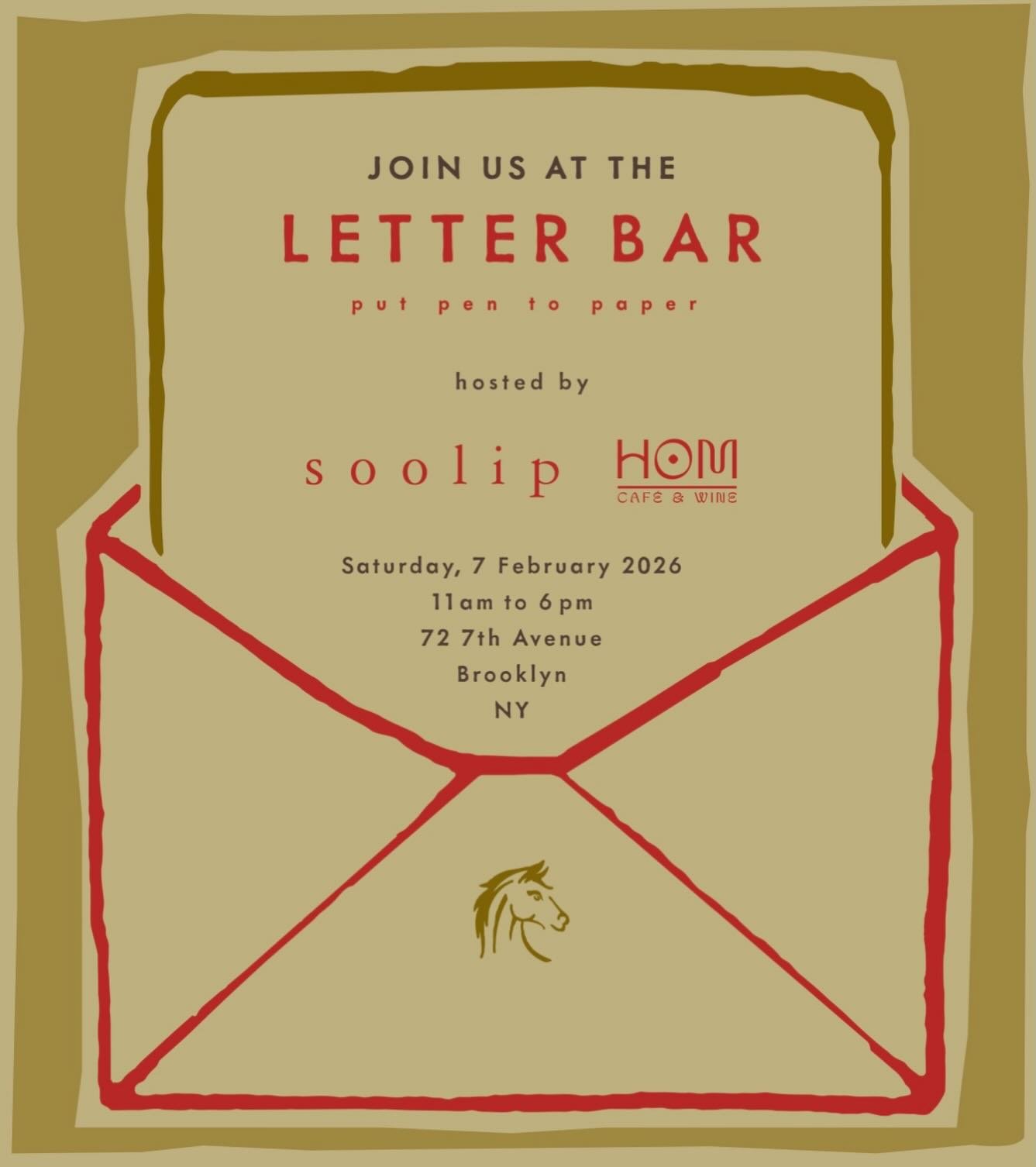 This year, we&rsquo;re writing letters 💌 

Join us for a Letter Bar pop-up at HOM Cafe on Saturday, February 7th! This Lunar New Year, we are welcoming the Year of the Fire Horse 🔥

As we prepare to ring it in, you&rsquo;re invited to write a lette