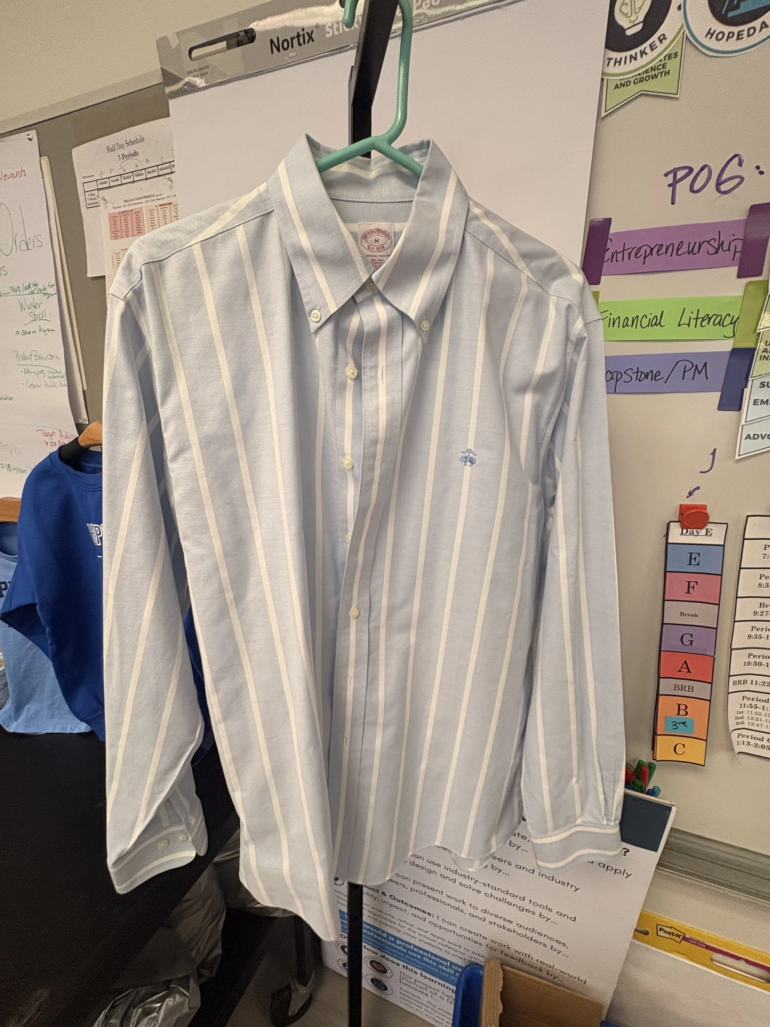 Men's Blue Striped Dress Shirt Medium