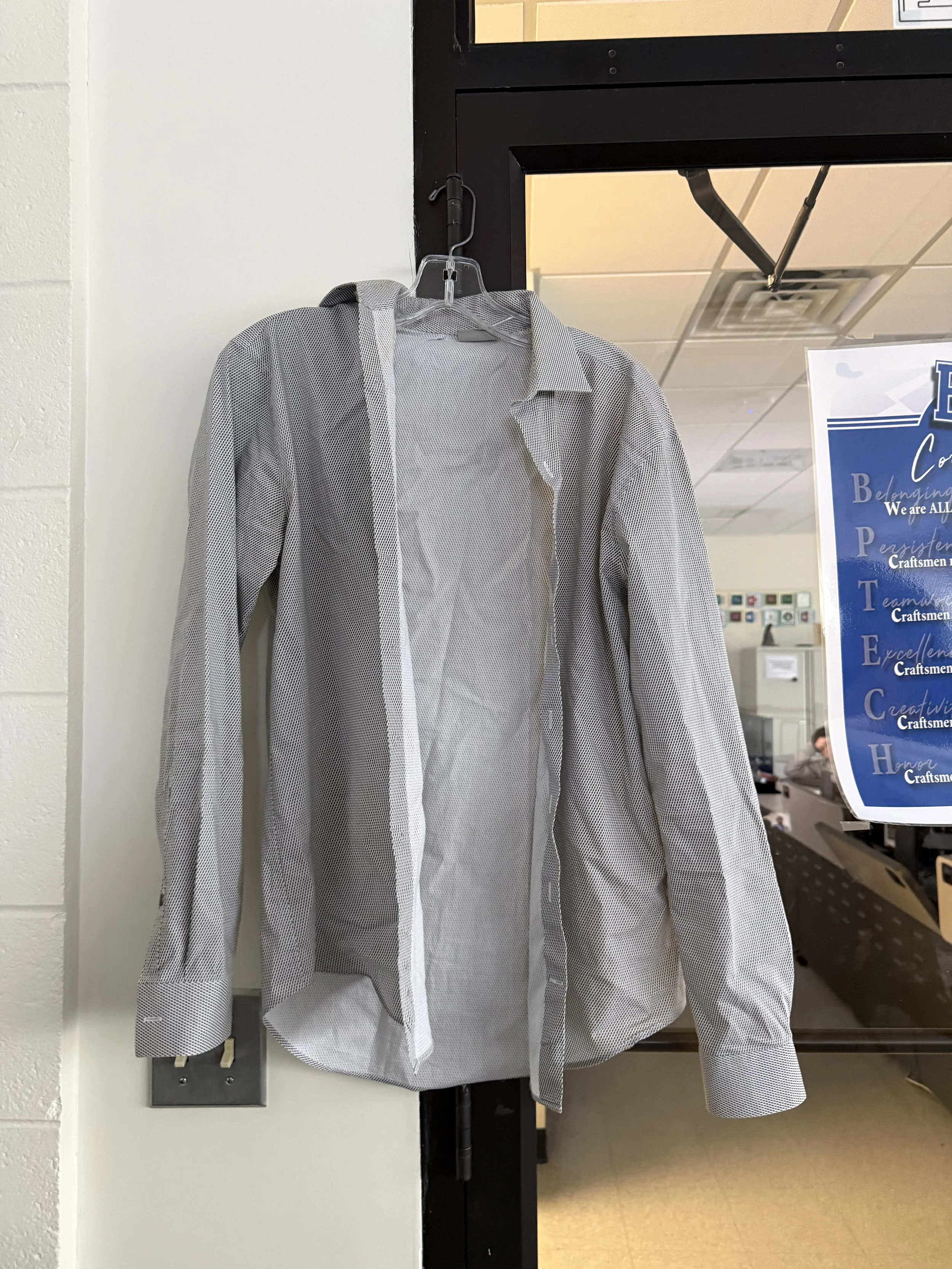 Men's Grey Polka Dot Dress Shirt 32x33