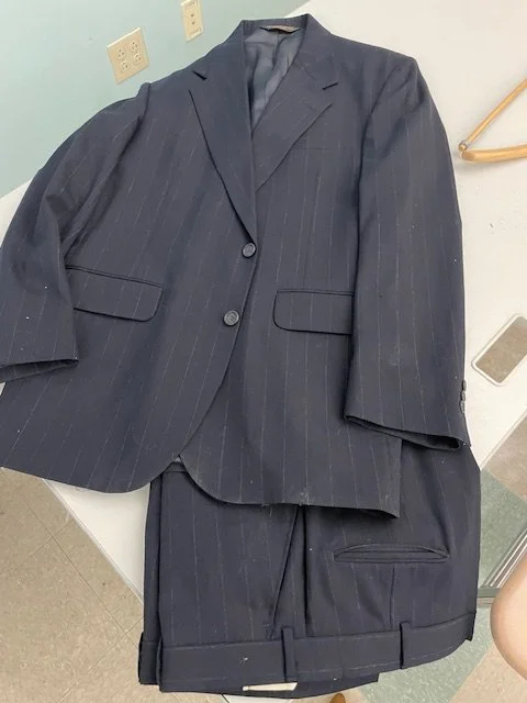 Men's Black Pinstripe Suit Large