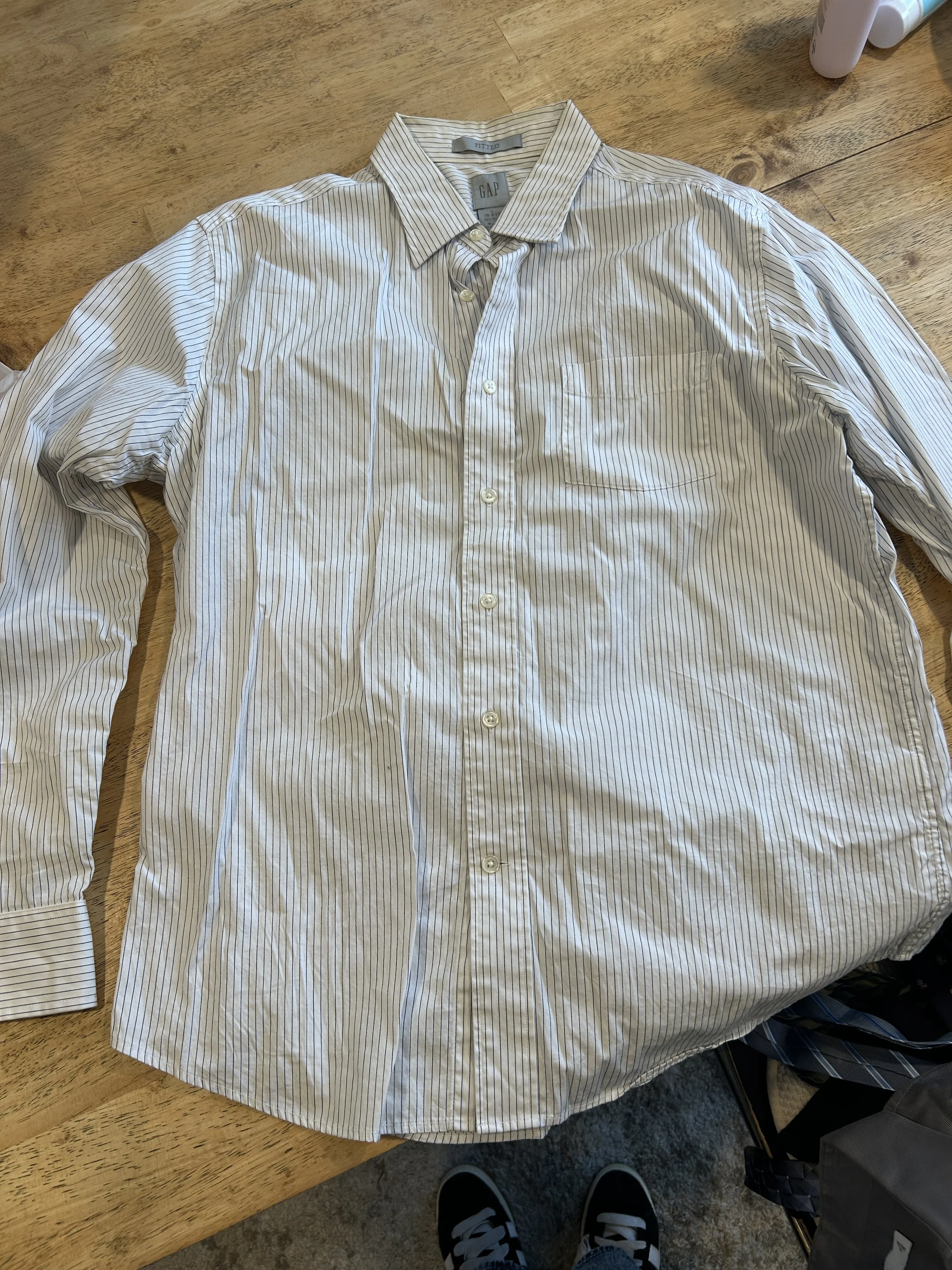Men's White Striped Shirt Large