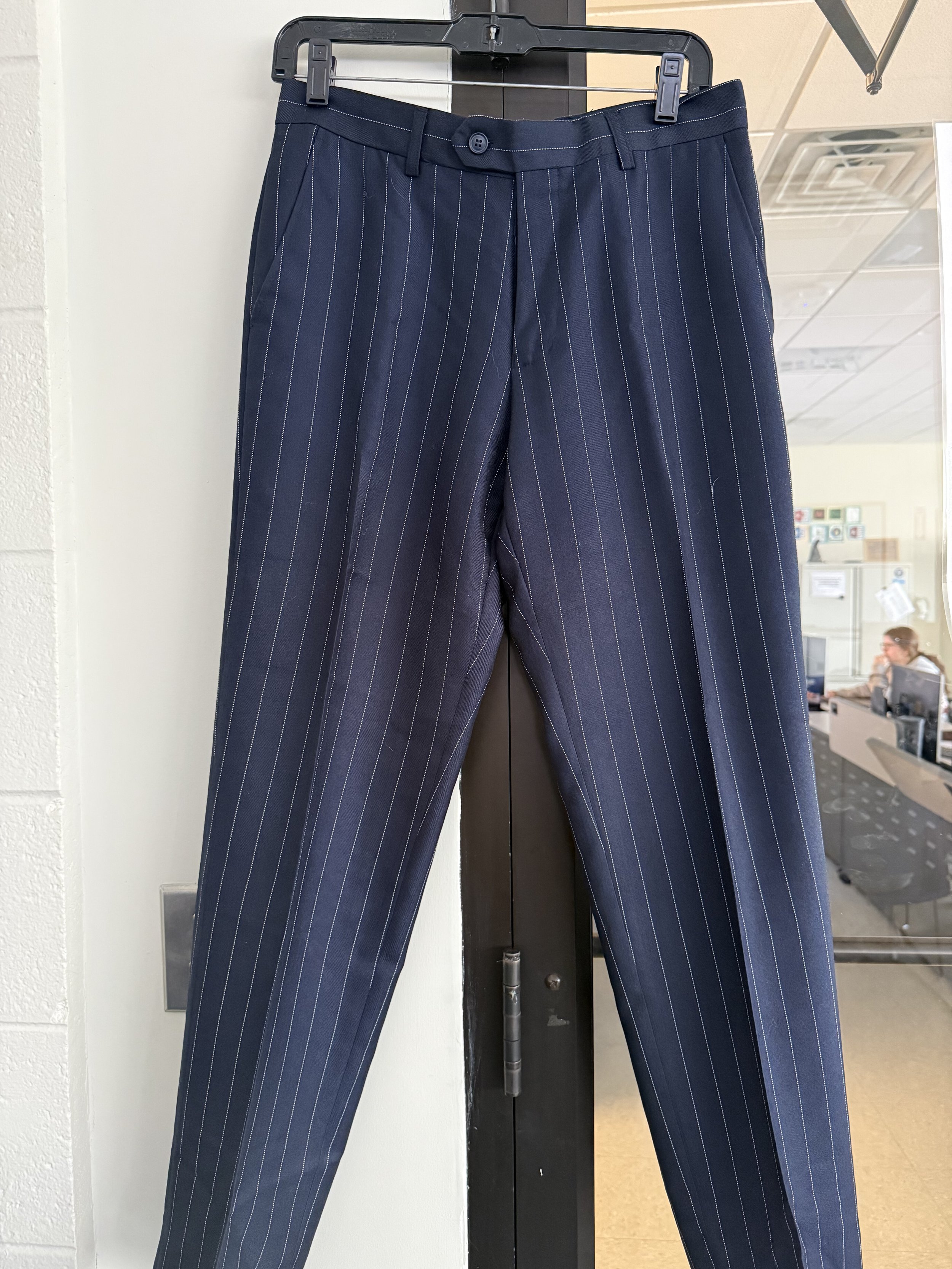 Men's Pinstripe Navy Blue Suit Pants 36Rx30W