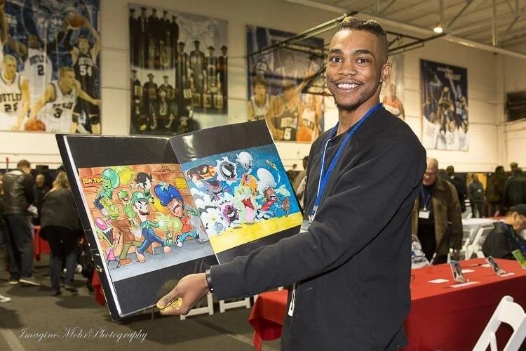 ABA Basketball signing banquet in 2018. Where FITZ did a live painting for the ABA Anniversary. Also did over 200 basketball cards for each 1st year player.