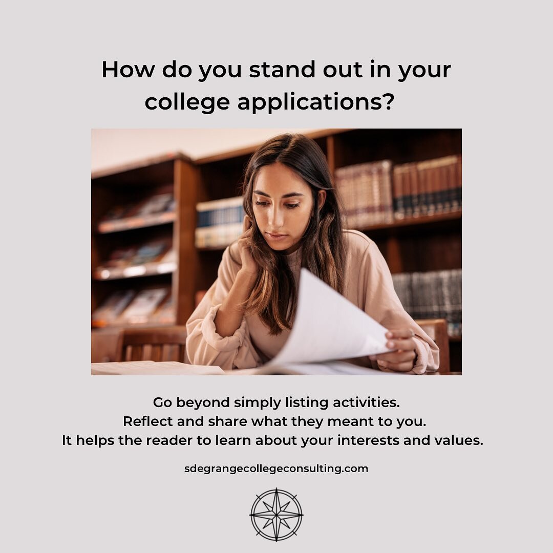 Stand out in your college applications by reflecting on your extracurricular activities. Why are they important to you? #collegeadmissions #collegeapplications #collegeadvising