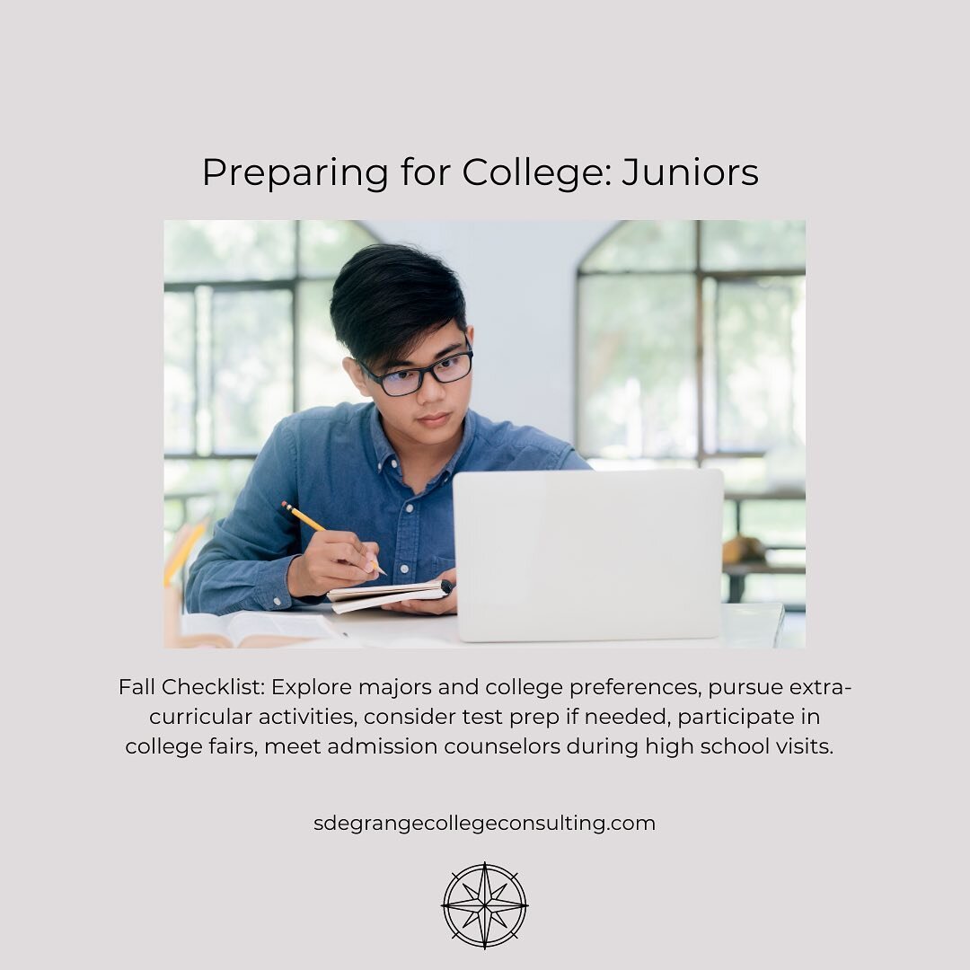 High School Juniors, now is a good time to start thinking about fall college prep plans. #collegeadmissions #collegeadvising