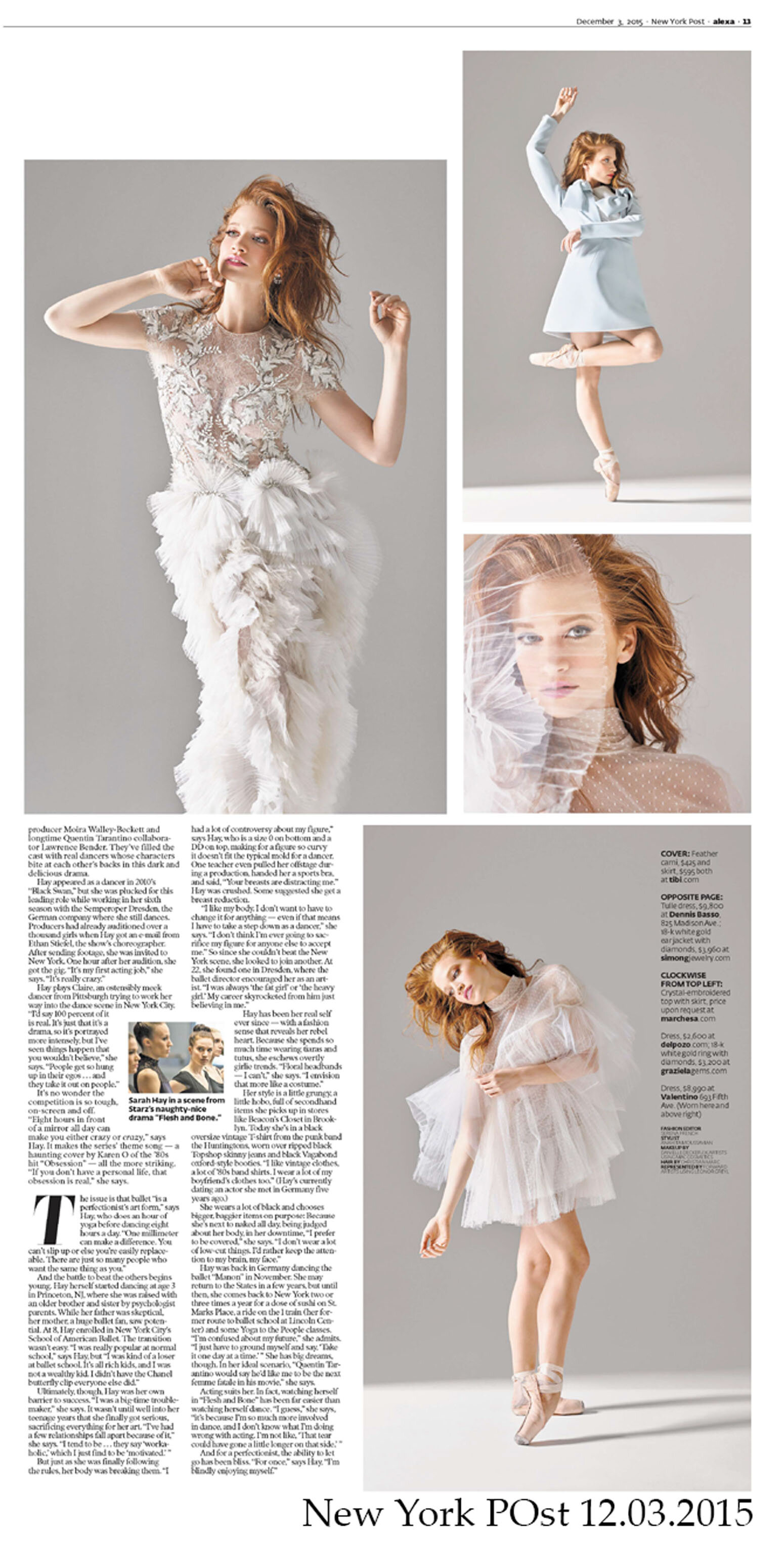 Beaded cocktail with textured ruffled skirt for  Bridal Marchesa style - The New York Post 2015