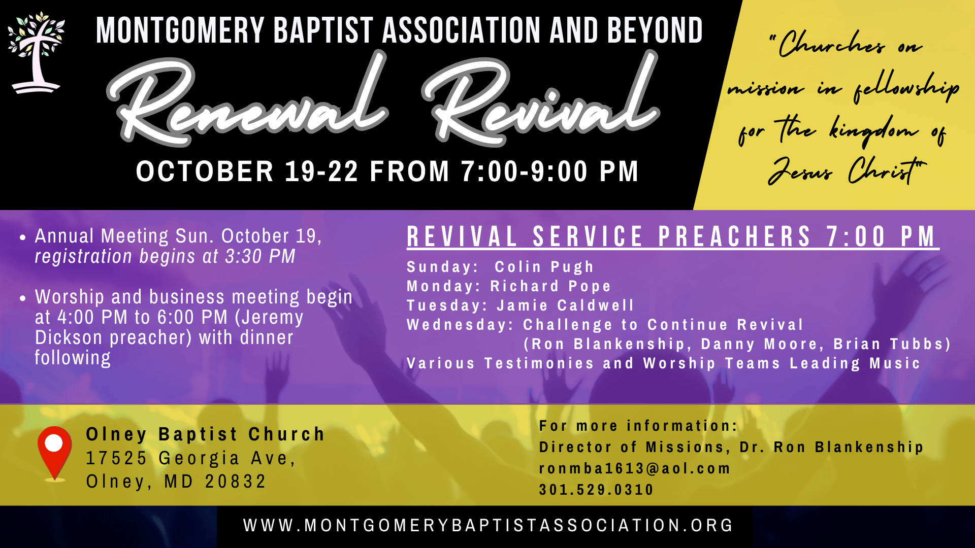 Montgomery Baptist Association and beyond Annual Meeting and Renewal Revival