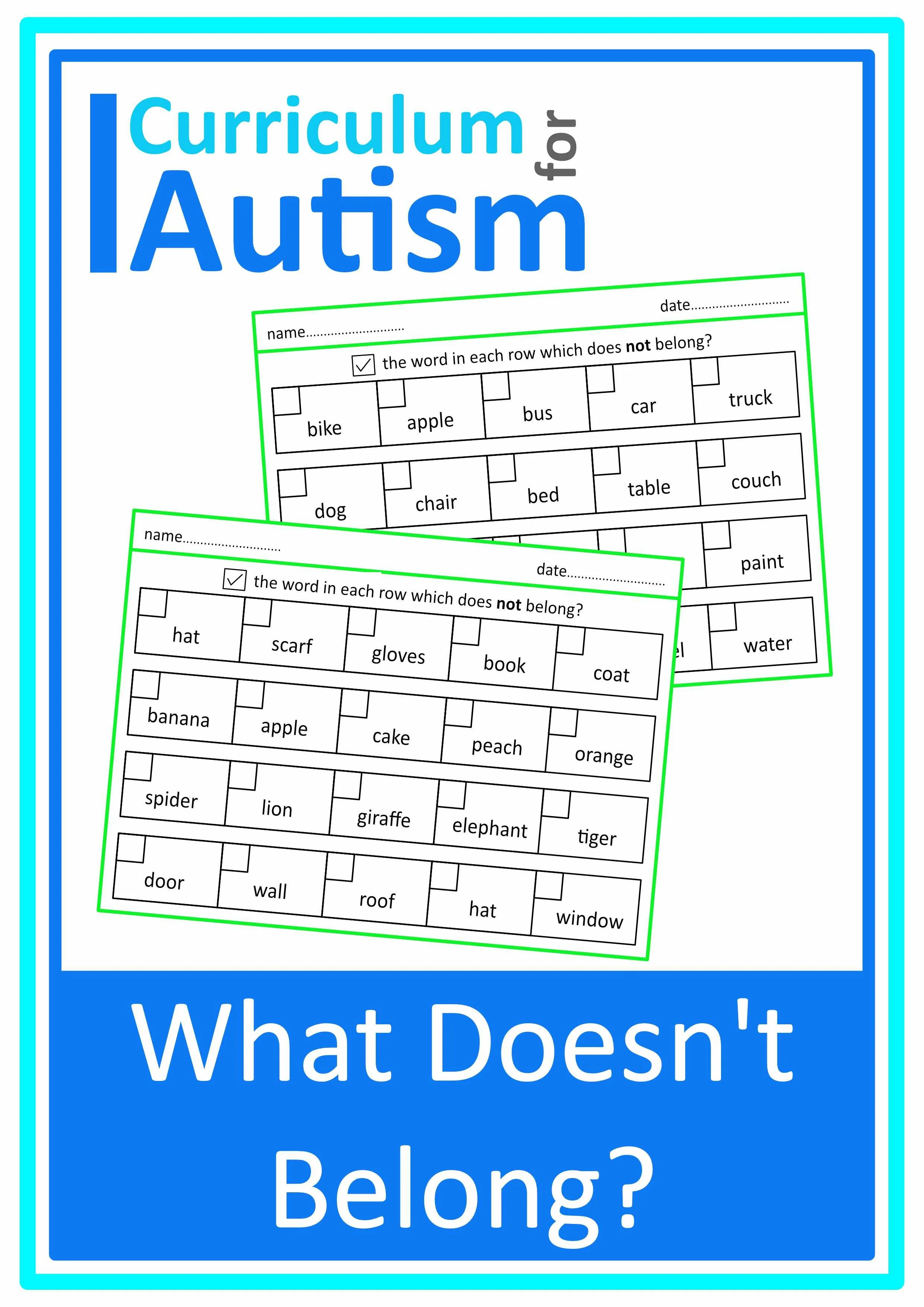 What Doesn't Belong Worksheets - Autism Vocabulary