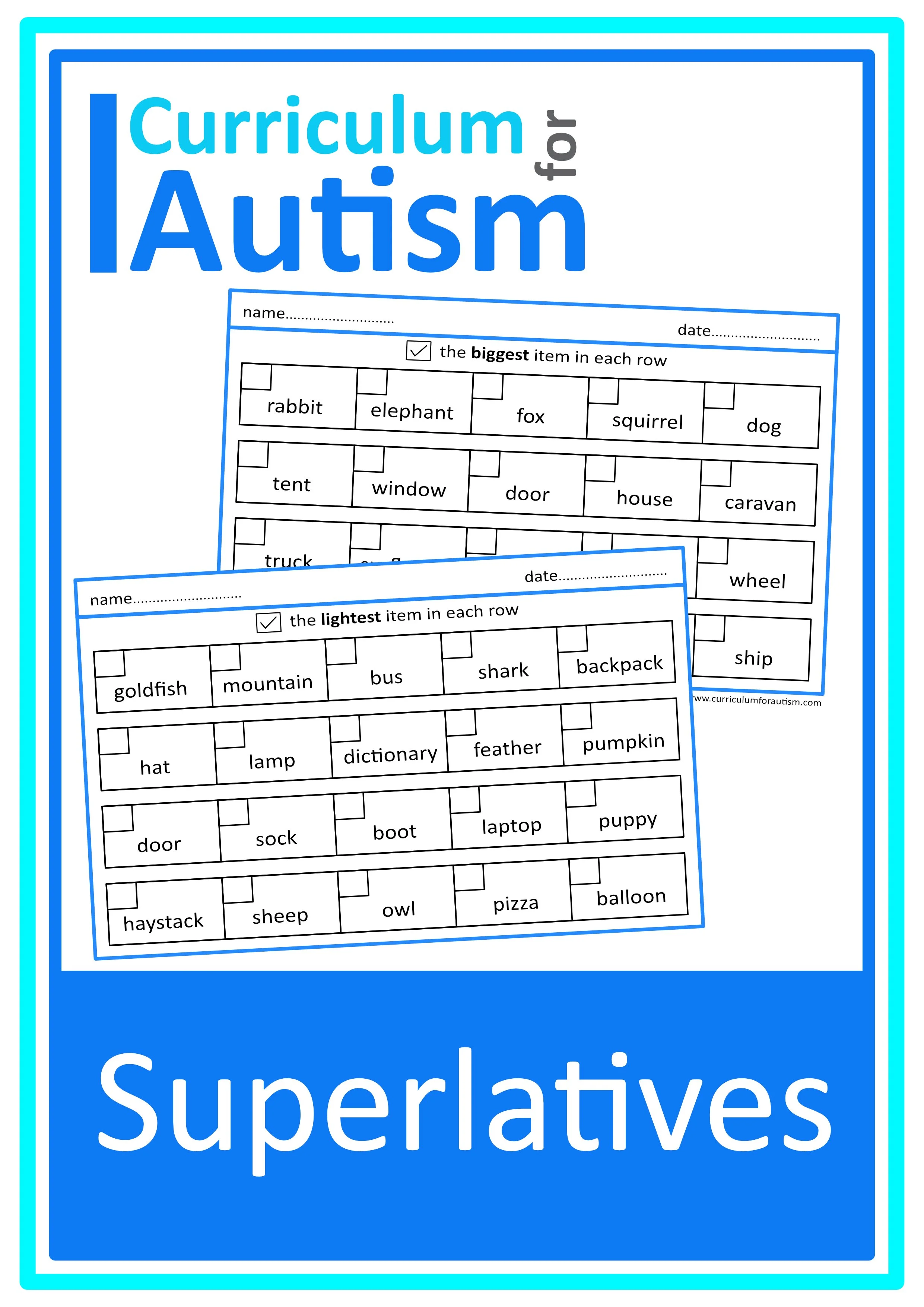 Superlatives Vocabulary Worksheets - Autism Language