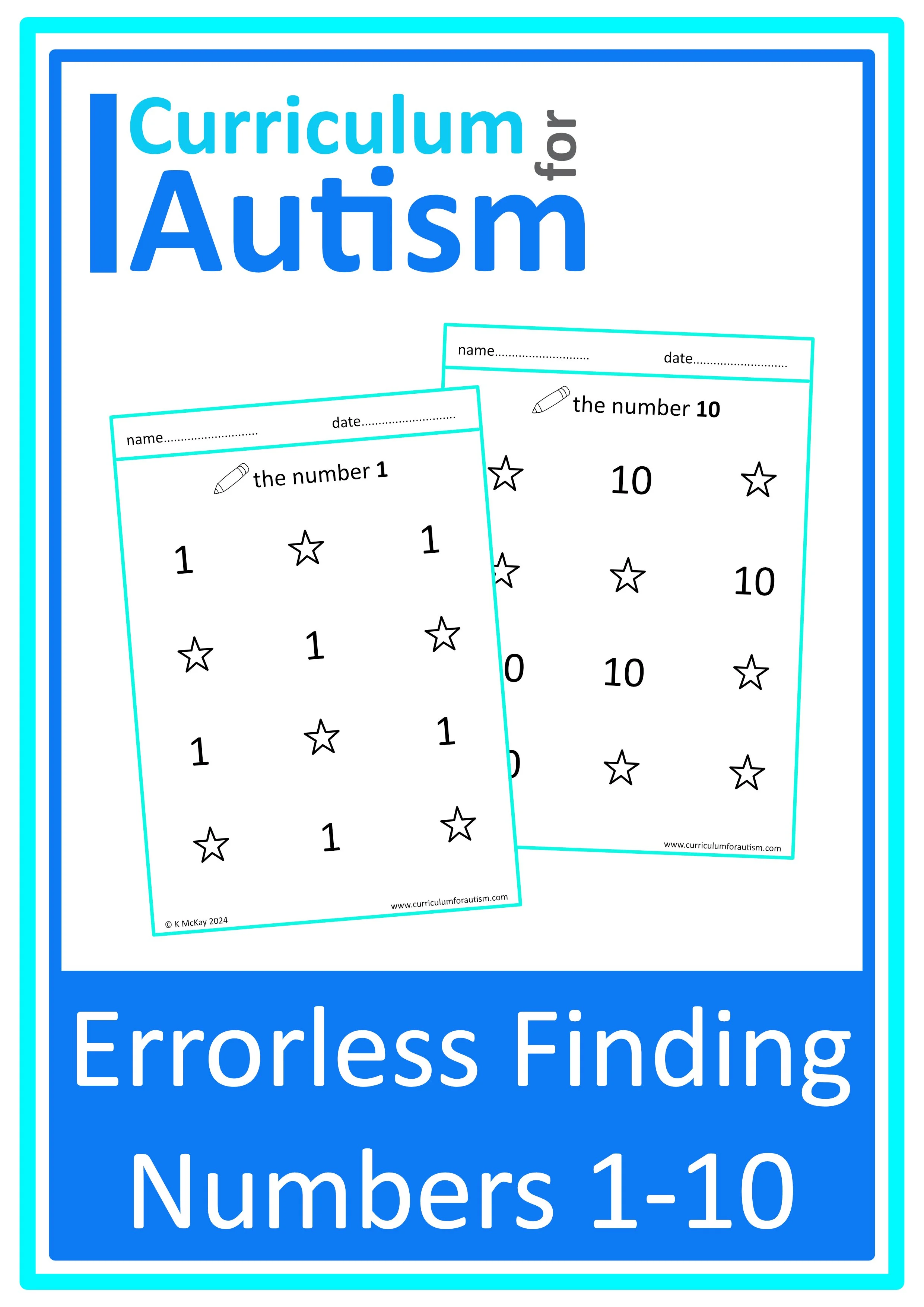 Errorless 1-10 Number Recognition Worksheets Autism Math