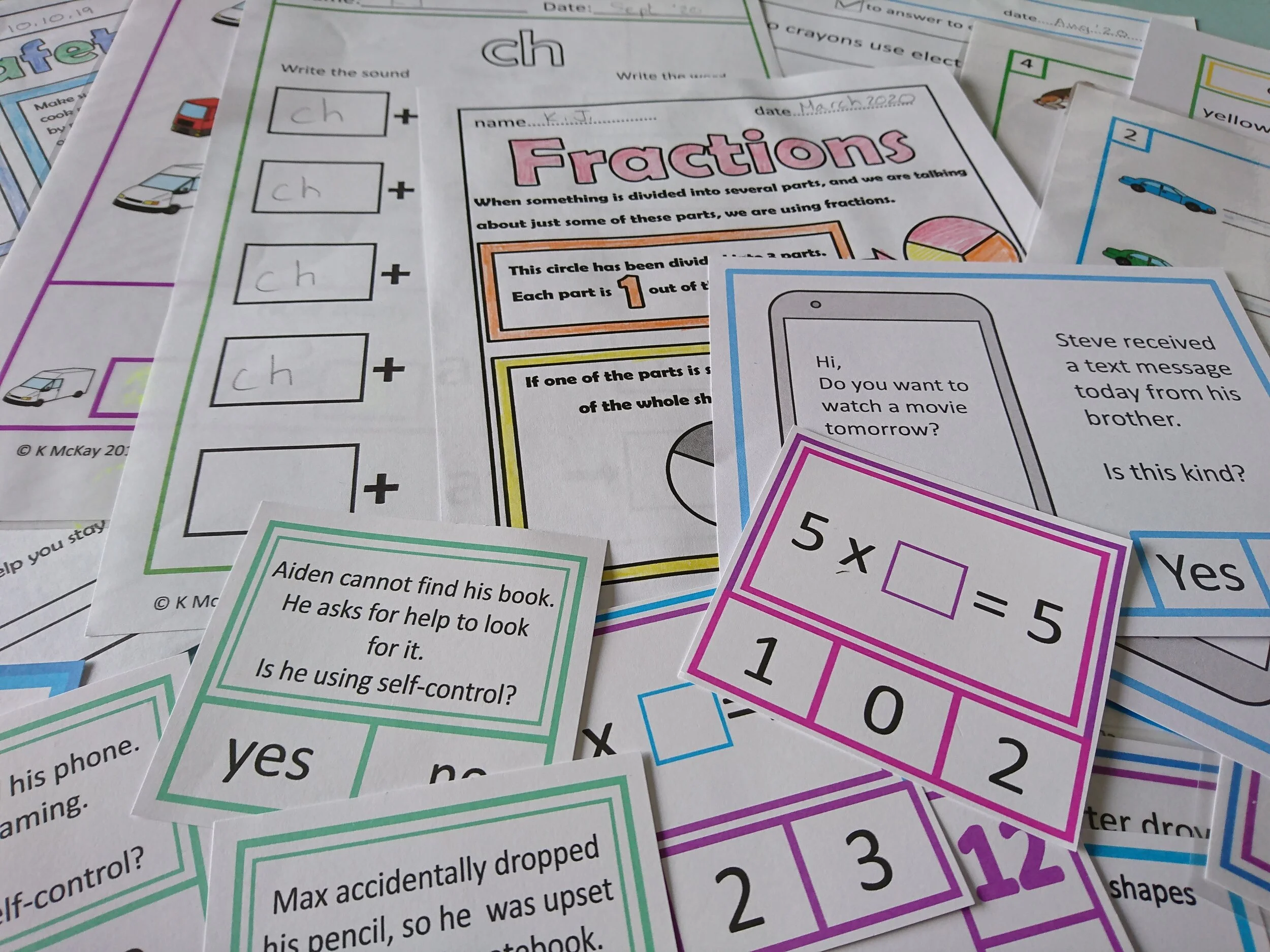 Printable Math Activities for students with autism & special education
