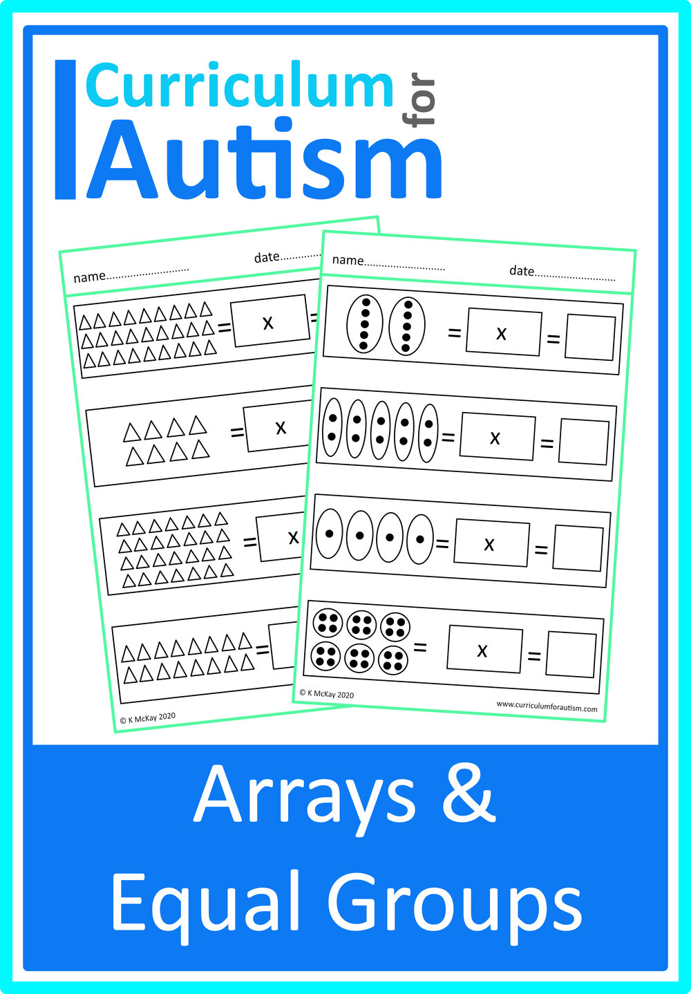 autism math arrays equal groups for multiplication worksheets special ed classroom homeschool curriculum for autism