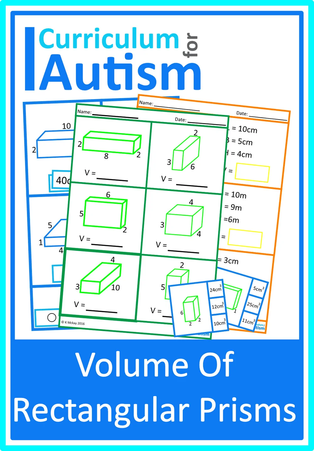 autism math volume of rectangular prisms metric cards worksheets resource classroom homeschool curriculum for autism