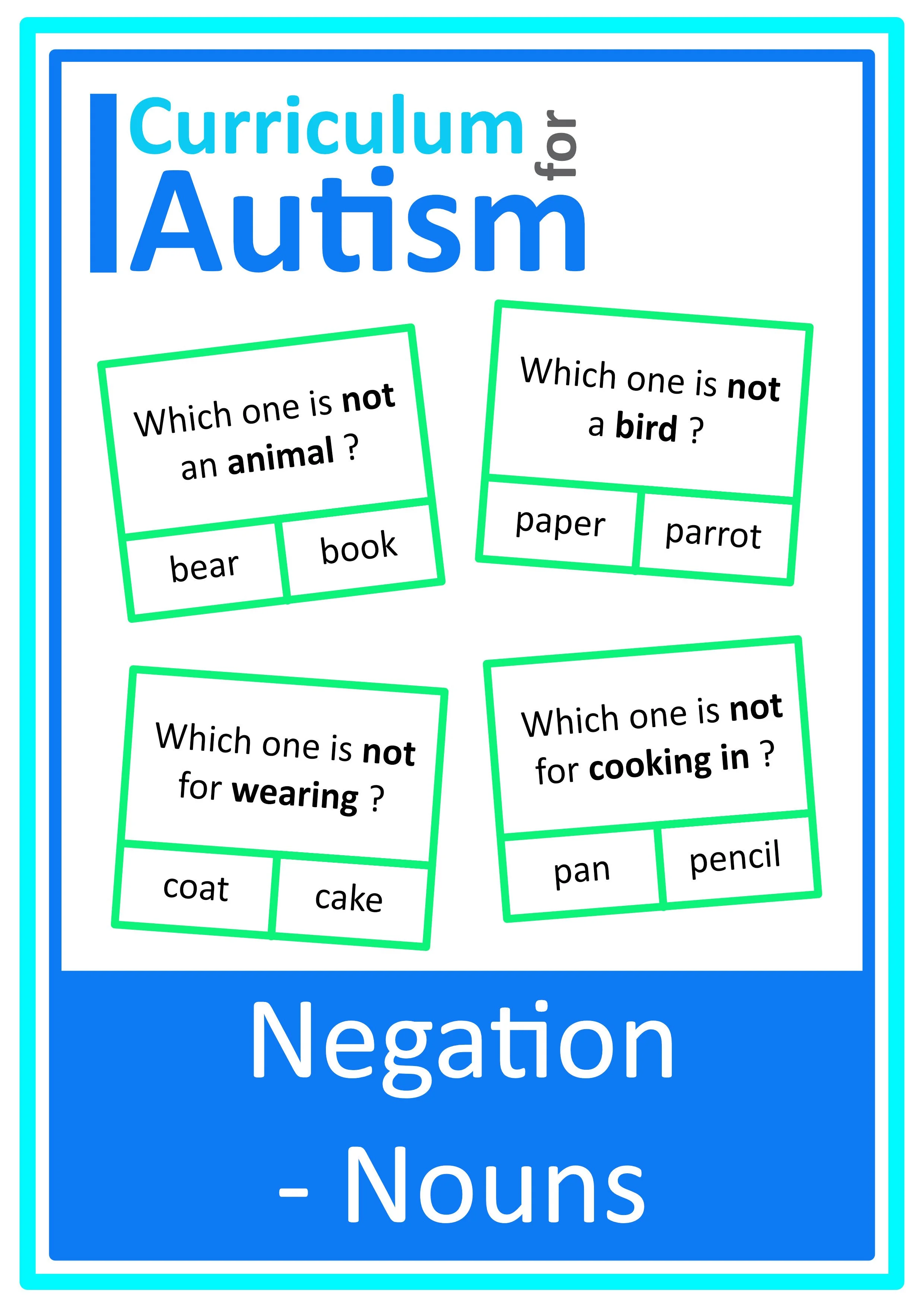 Negation Worksheets for Speech Therapy