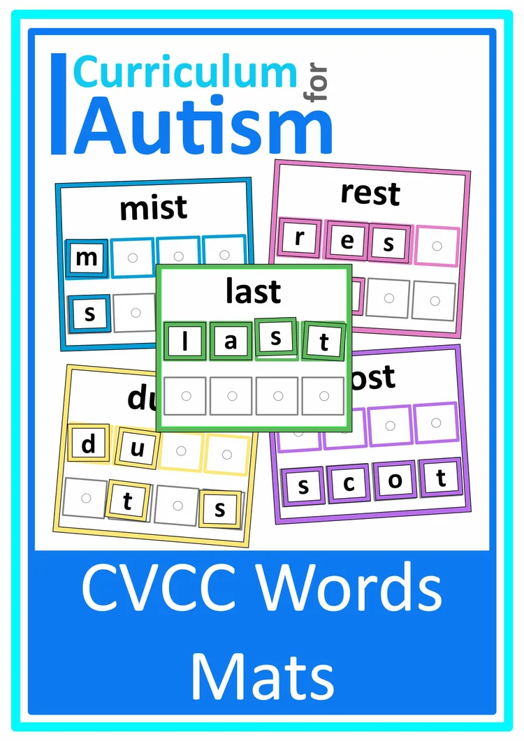 Autism Phonics Worksheets CVCC Words Cut & Paste Special Education ...