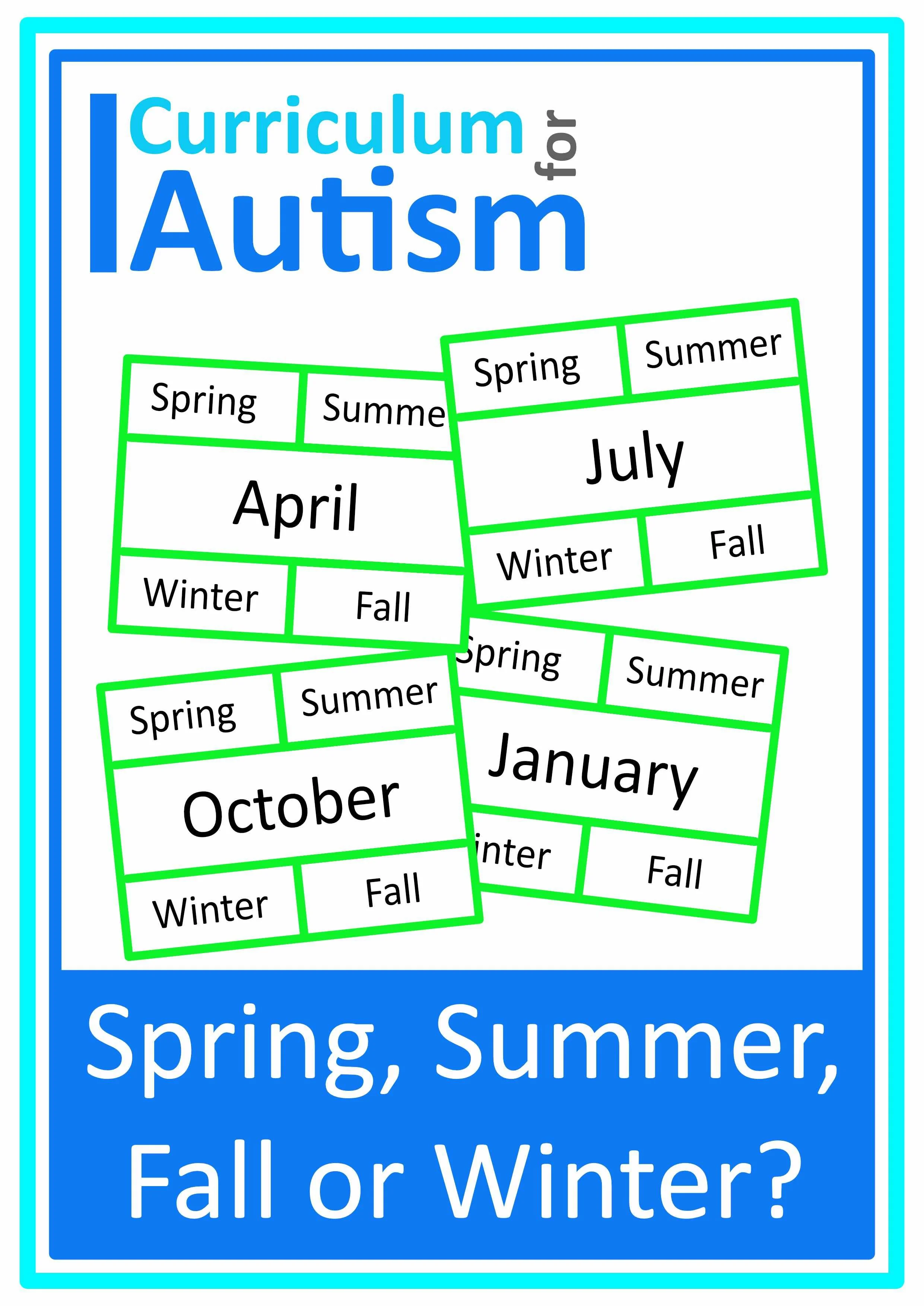 Seasons of the Year Cards - Autism Calendar Skills