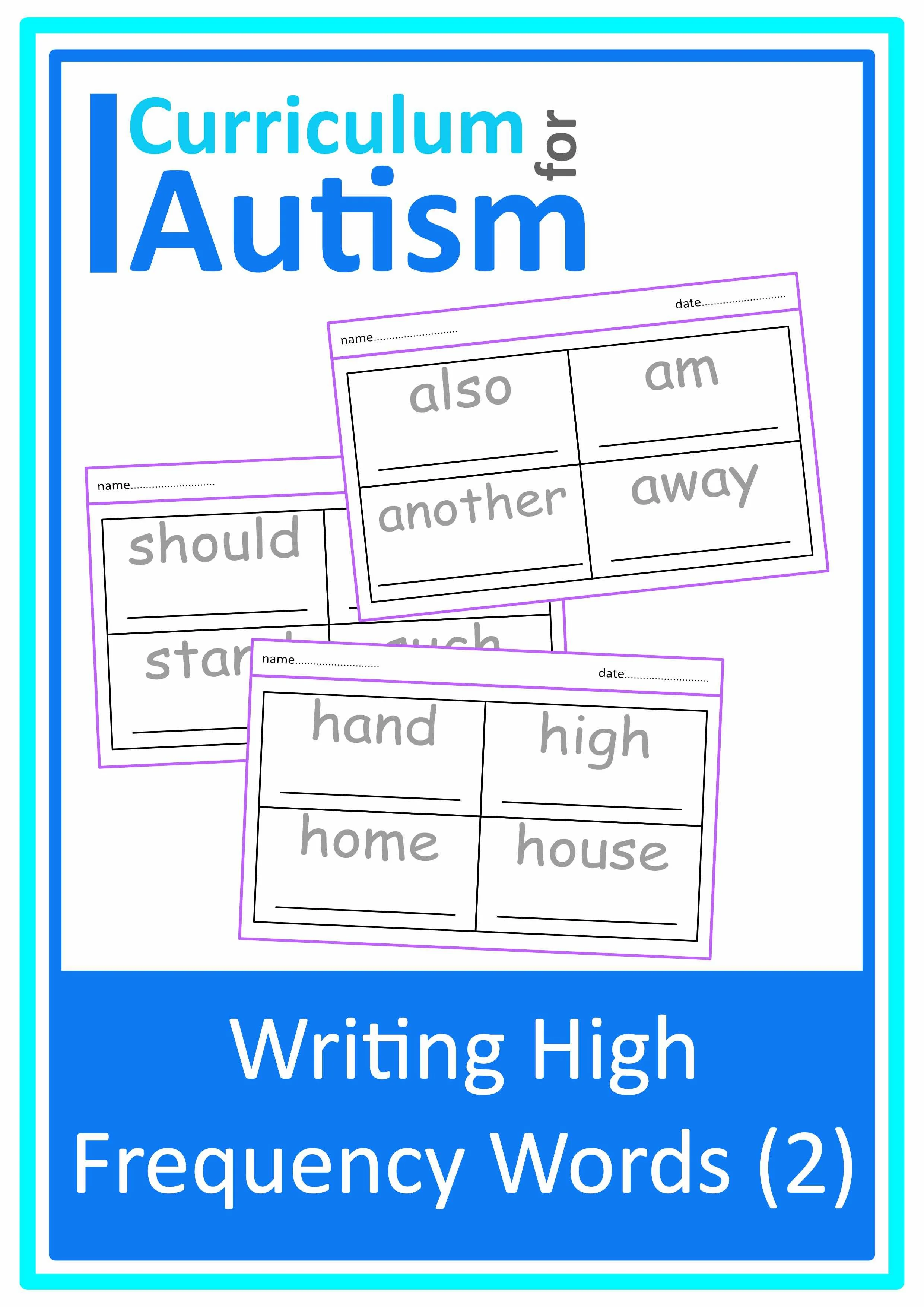 Writing High Frequency Sight Words Worksheets (set 2) Autism