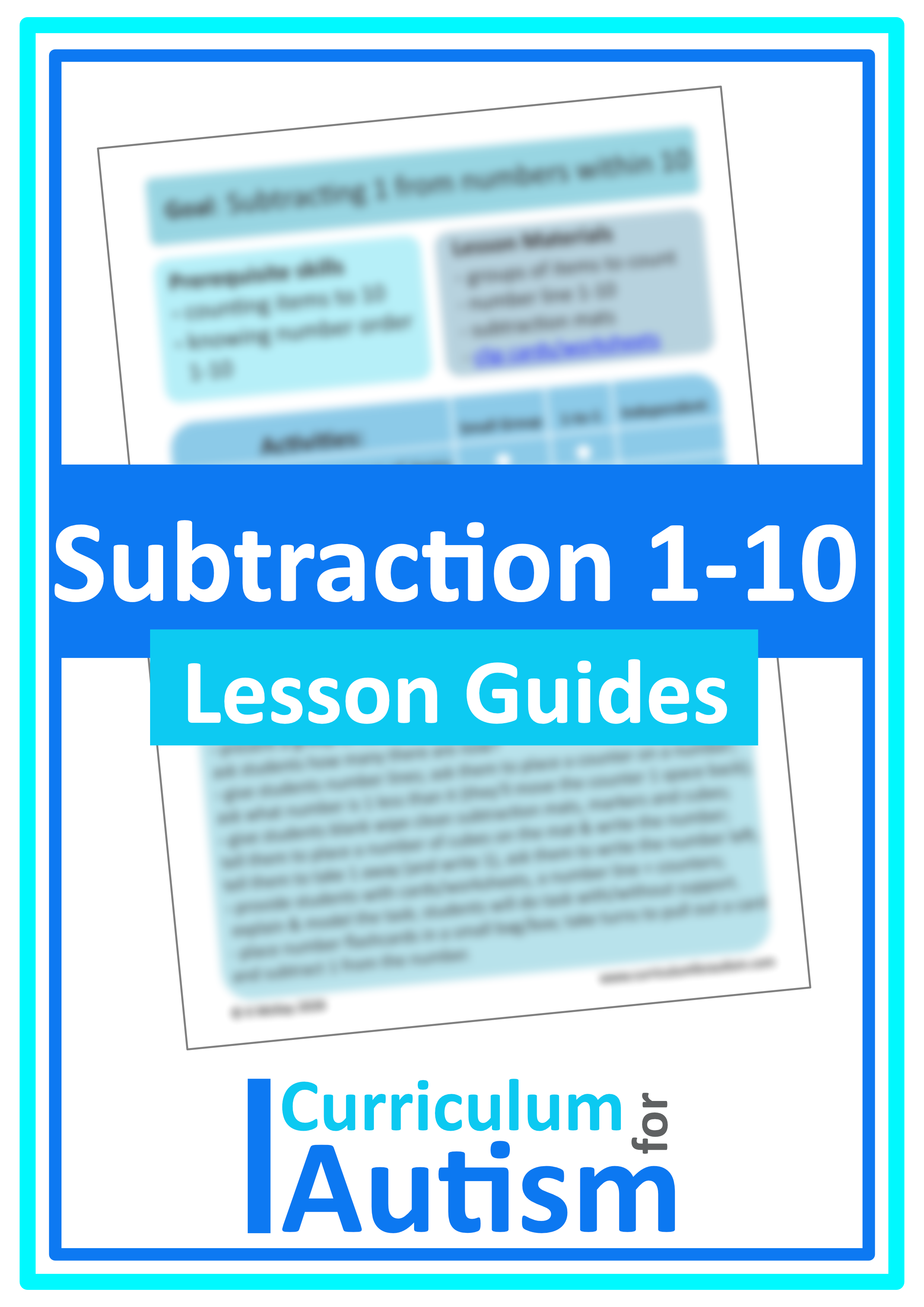 Subtraction 1-10 Lesson Guides - Autism Math