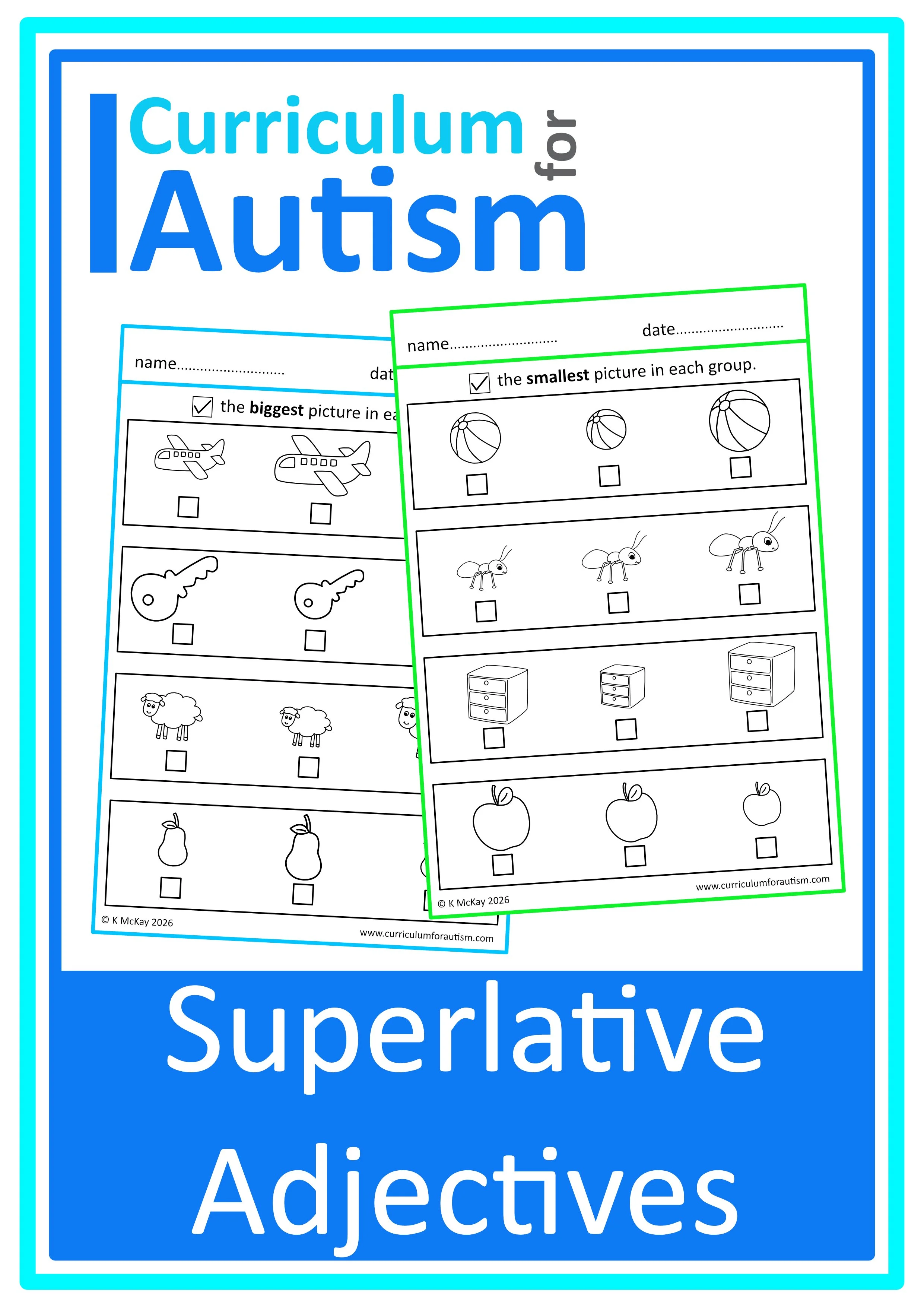 Superlative Adjectives Picture Worksheets - Autism Speech