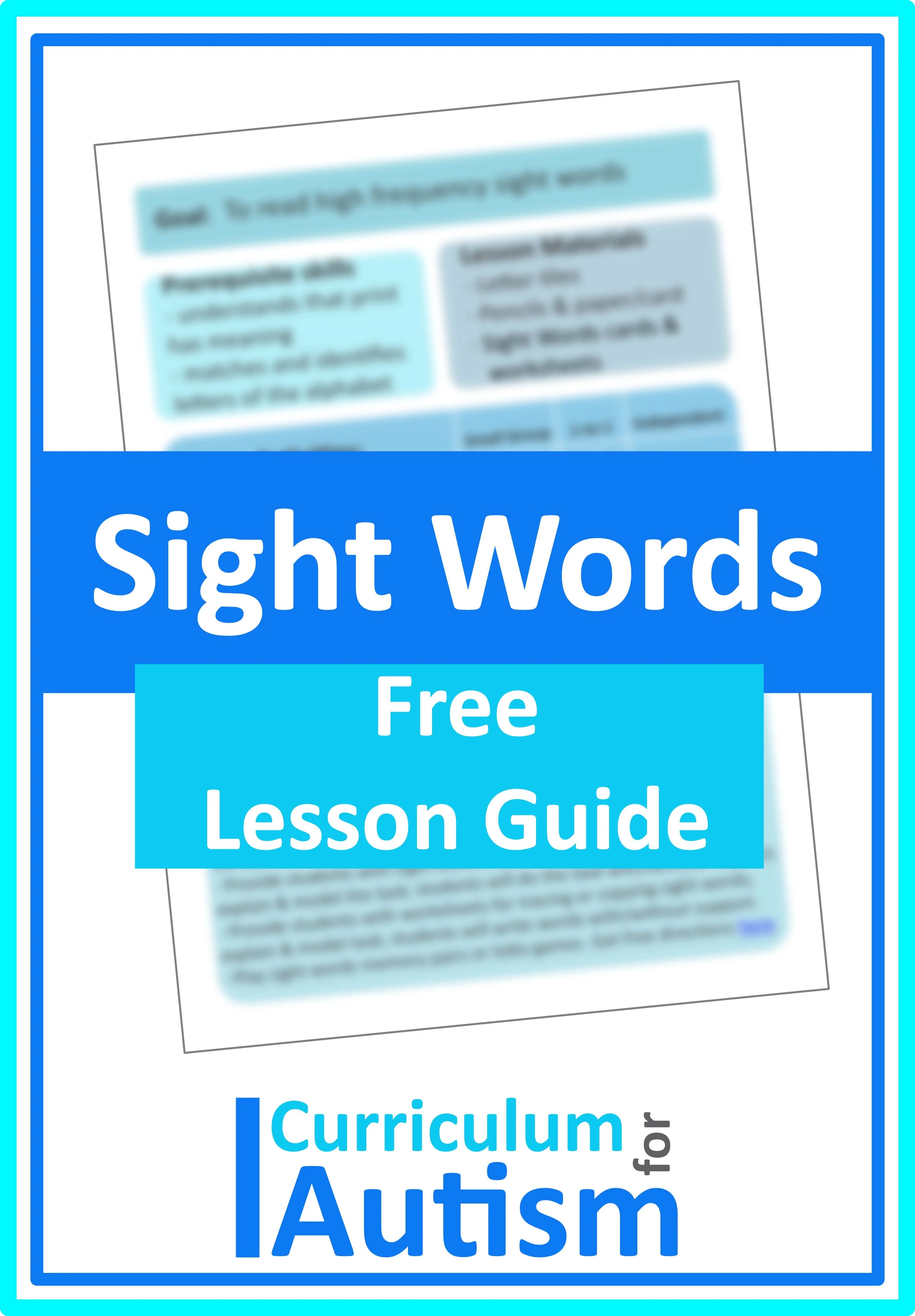 FREE Teaching Sight Words Lesson Guide - Autism Reading