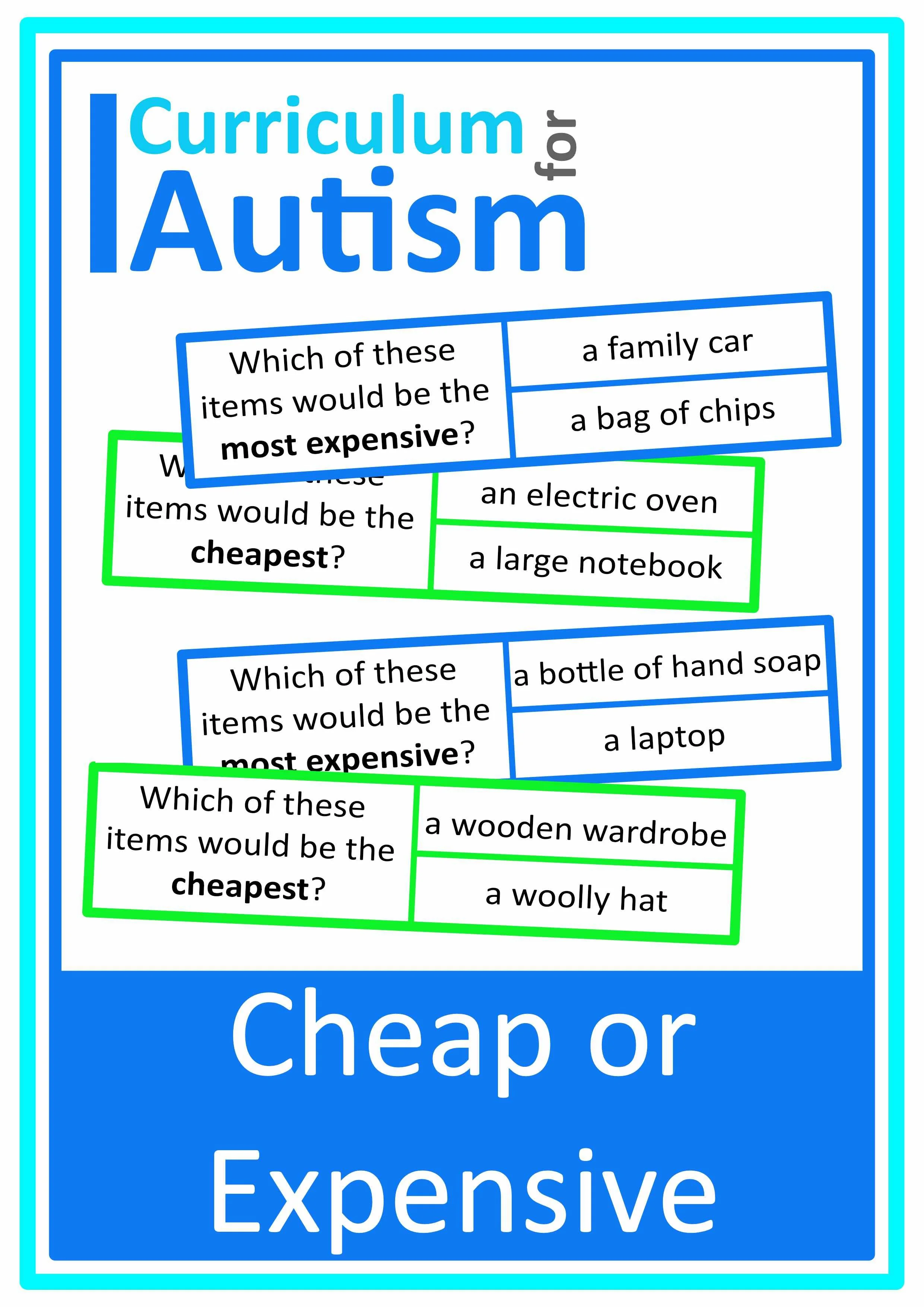Cheap or Expensive Financial Literacy Cards - Autism Life Skills