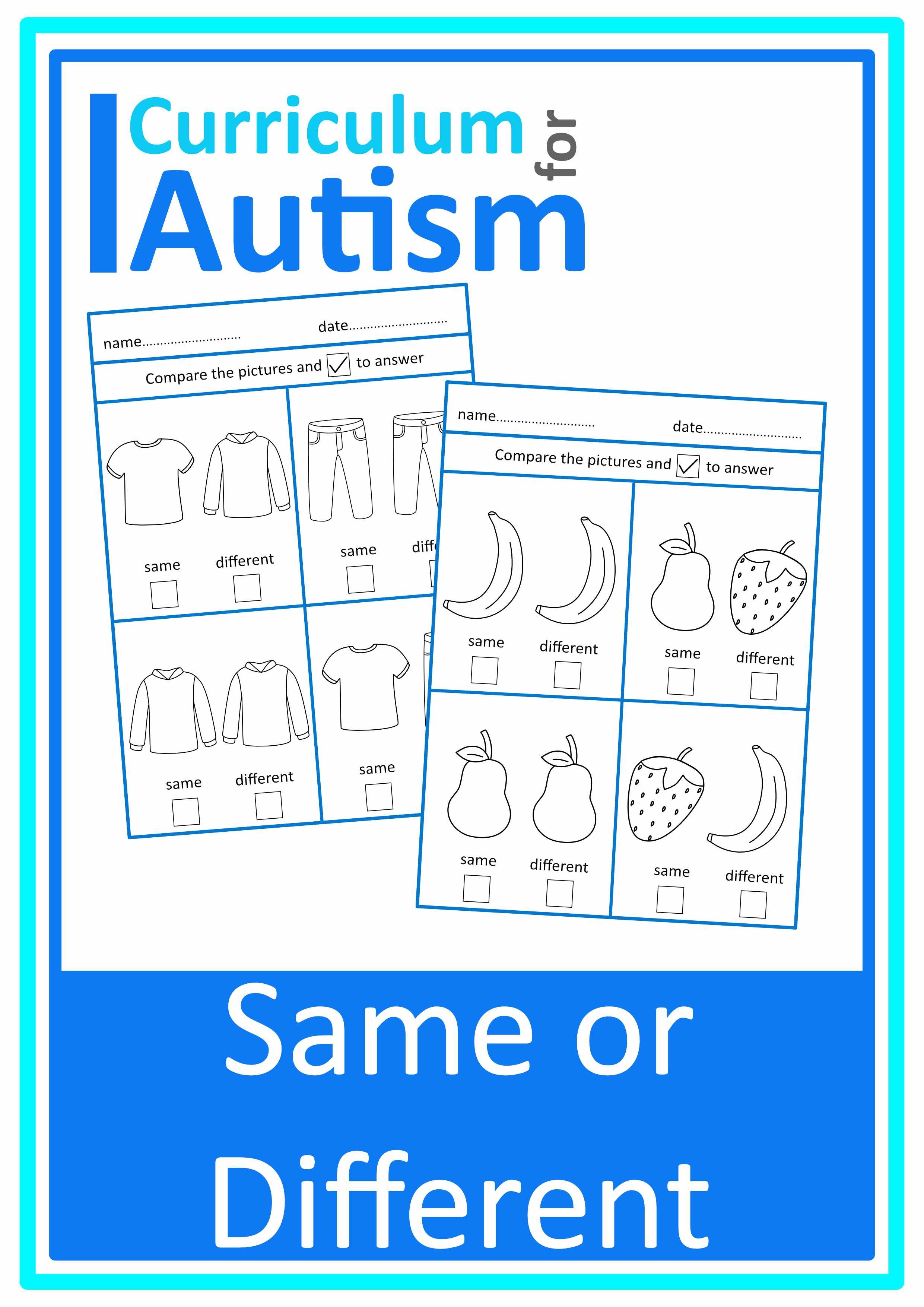 Same or Different Worksheets - Autism Speech