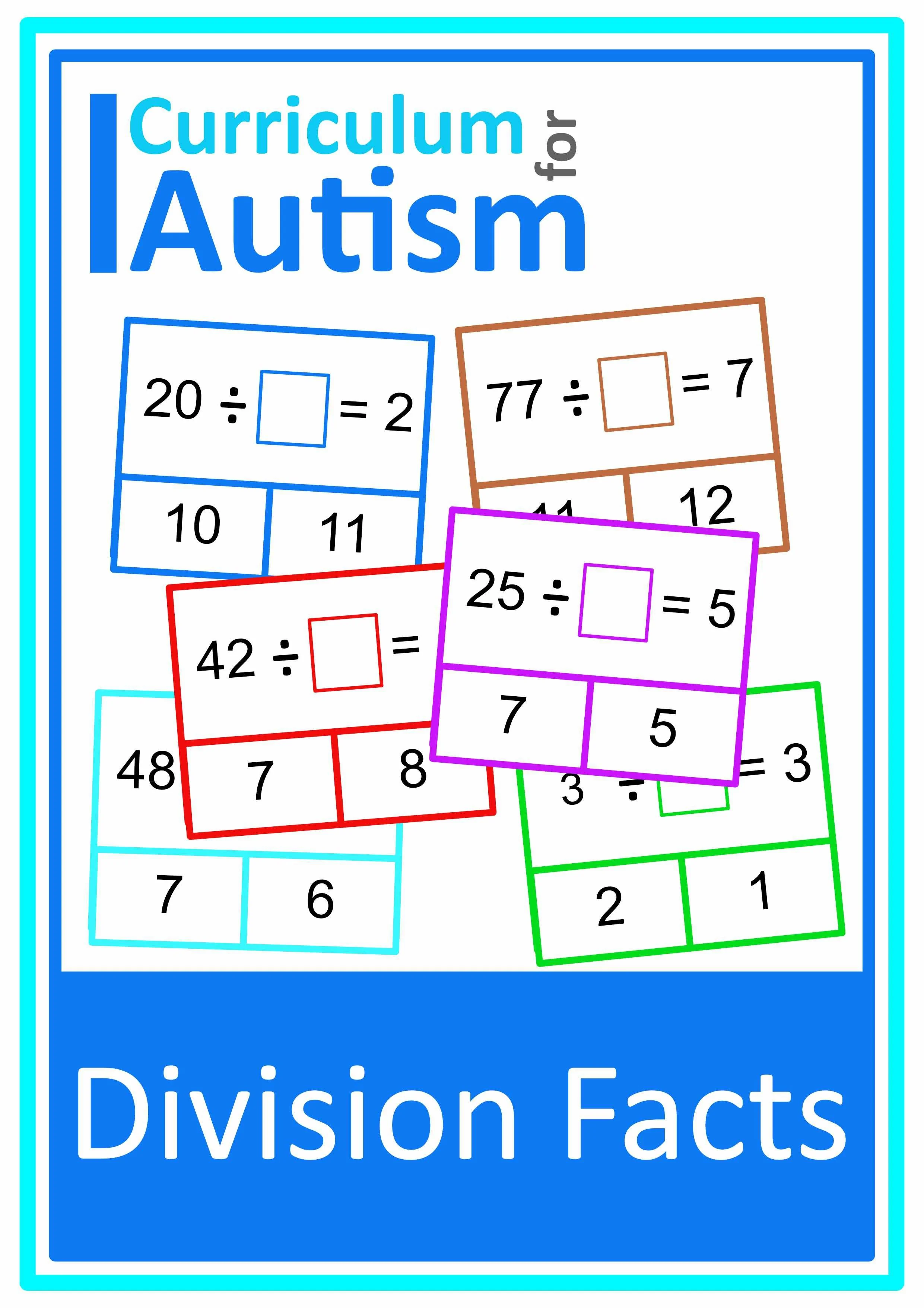 Division Facts Missing Divisors Cards - Autism Math