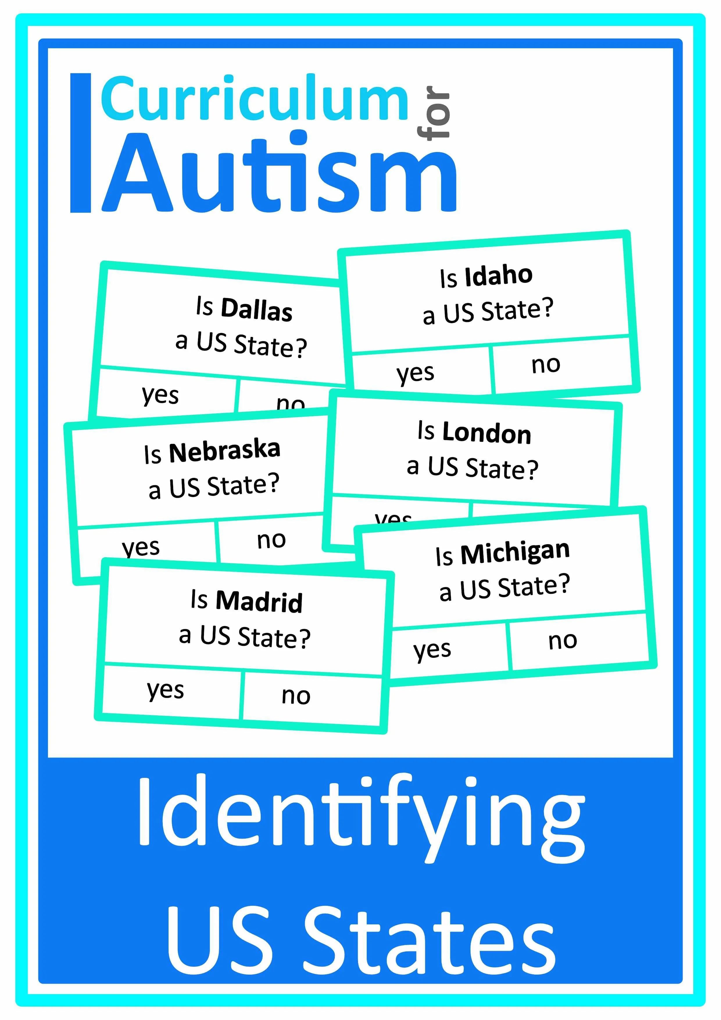 US States Yes or No Cards - Autism Geography