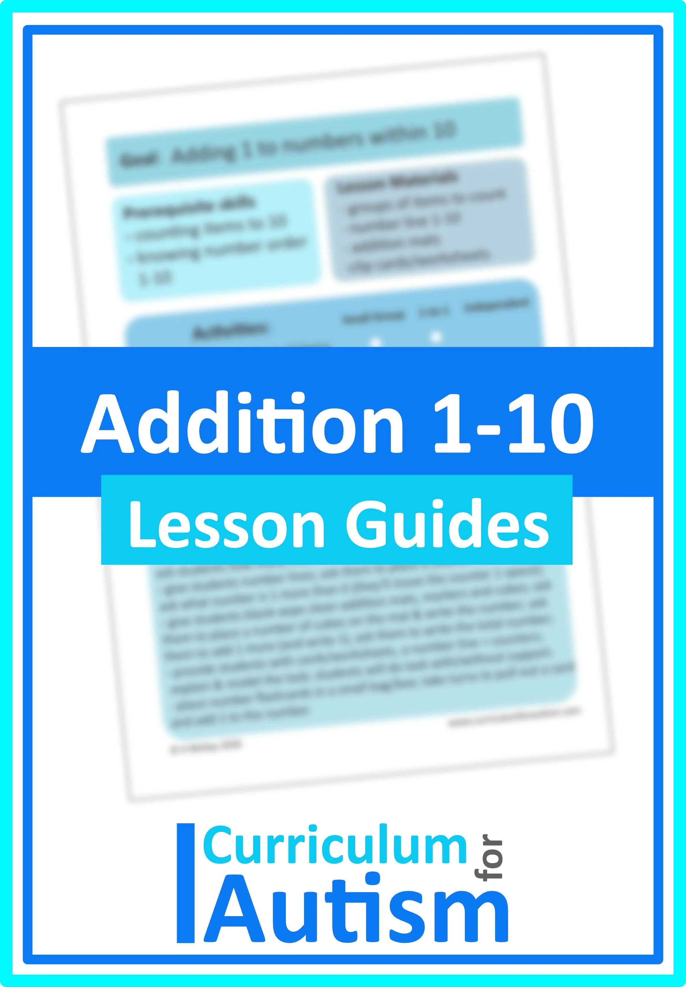 Addition 1-10 Lesson Guides - Autism Math