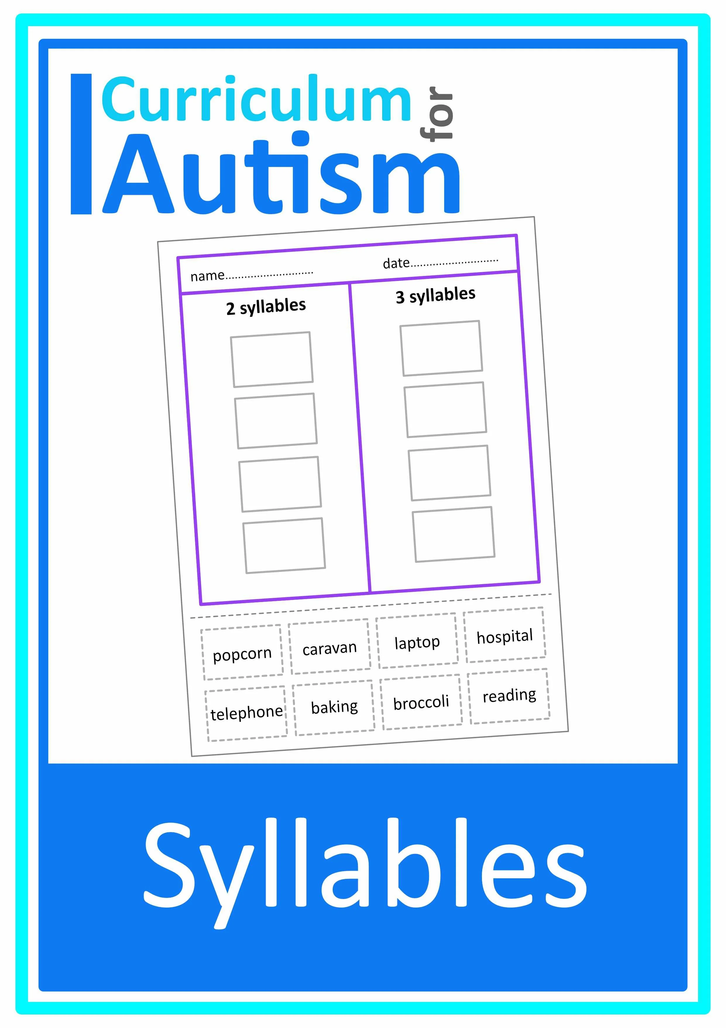Syllables Worksheets Autism Language