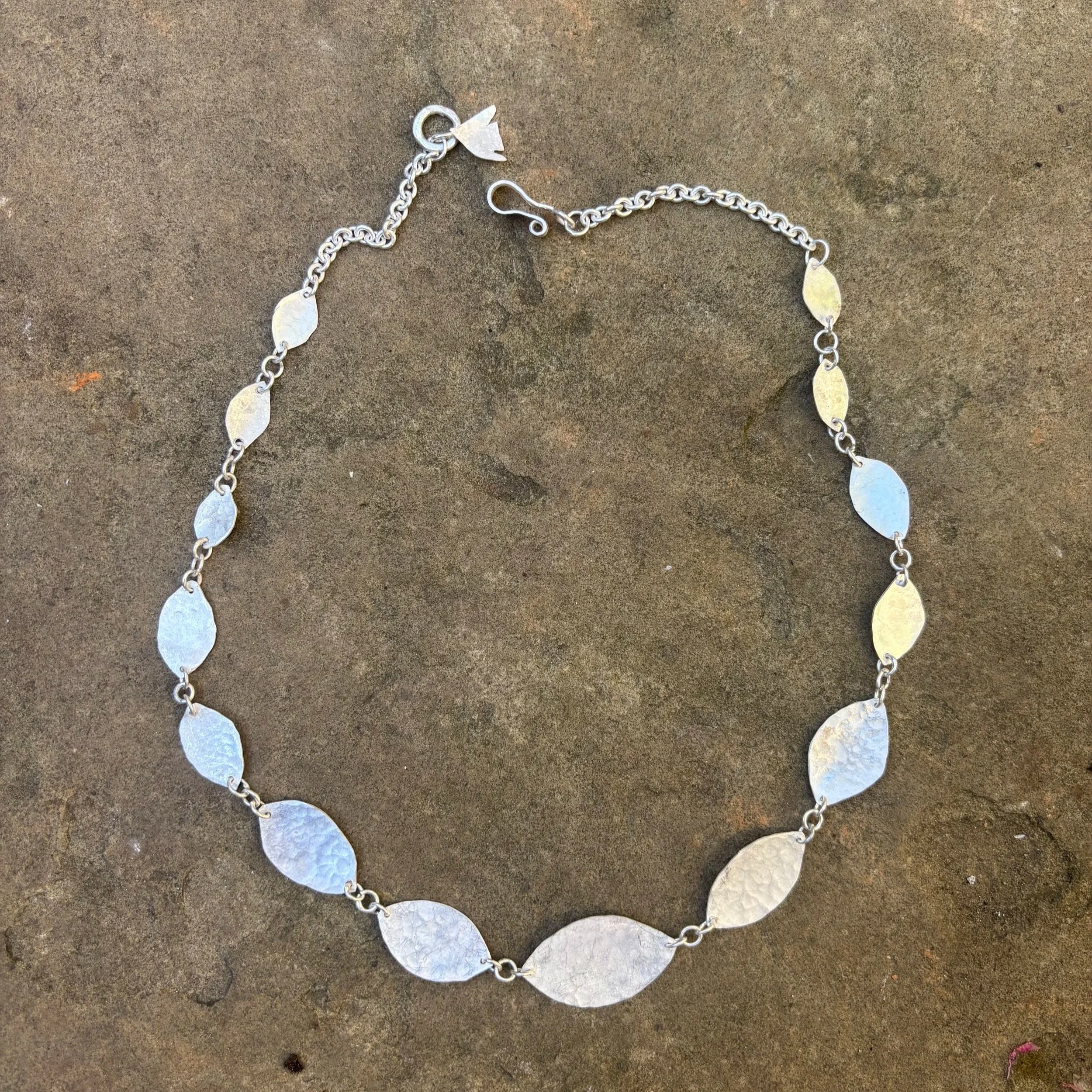graduated hammered silver leaves,