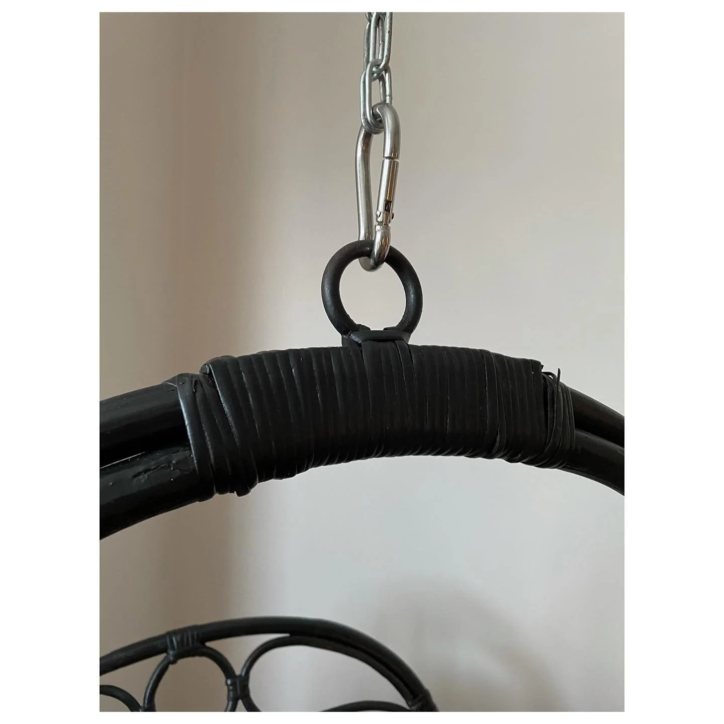&ldquo;Let me just hang here&rdquo;.

This original mid-century egg hanging chair in immaculate condition adds charm and a childlike magic to the corner of the room. 

Our client wanted something with a bit more punch than the original wicker colour 