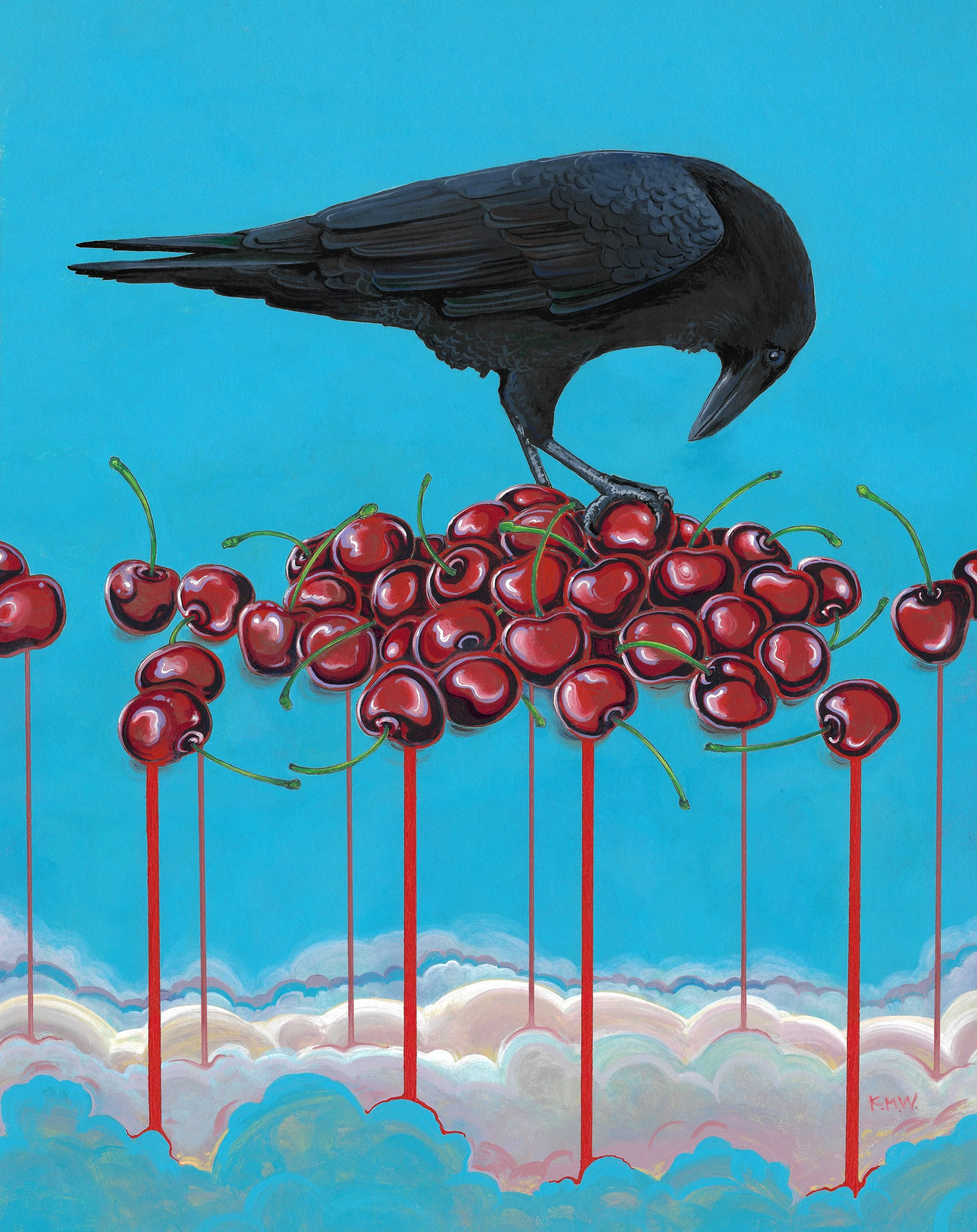 "Crow Friends, Crow Dreams"; acrylic
