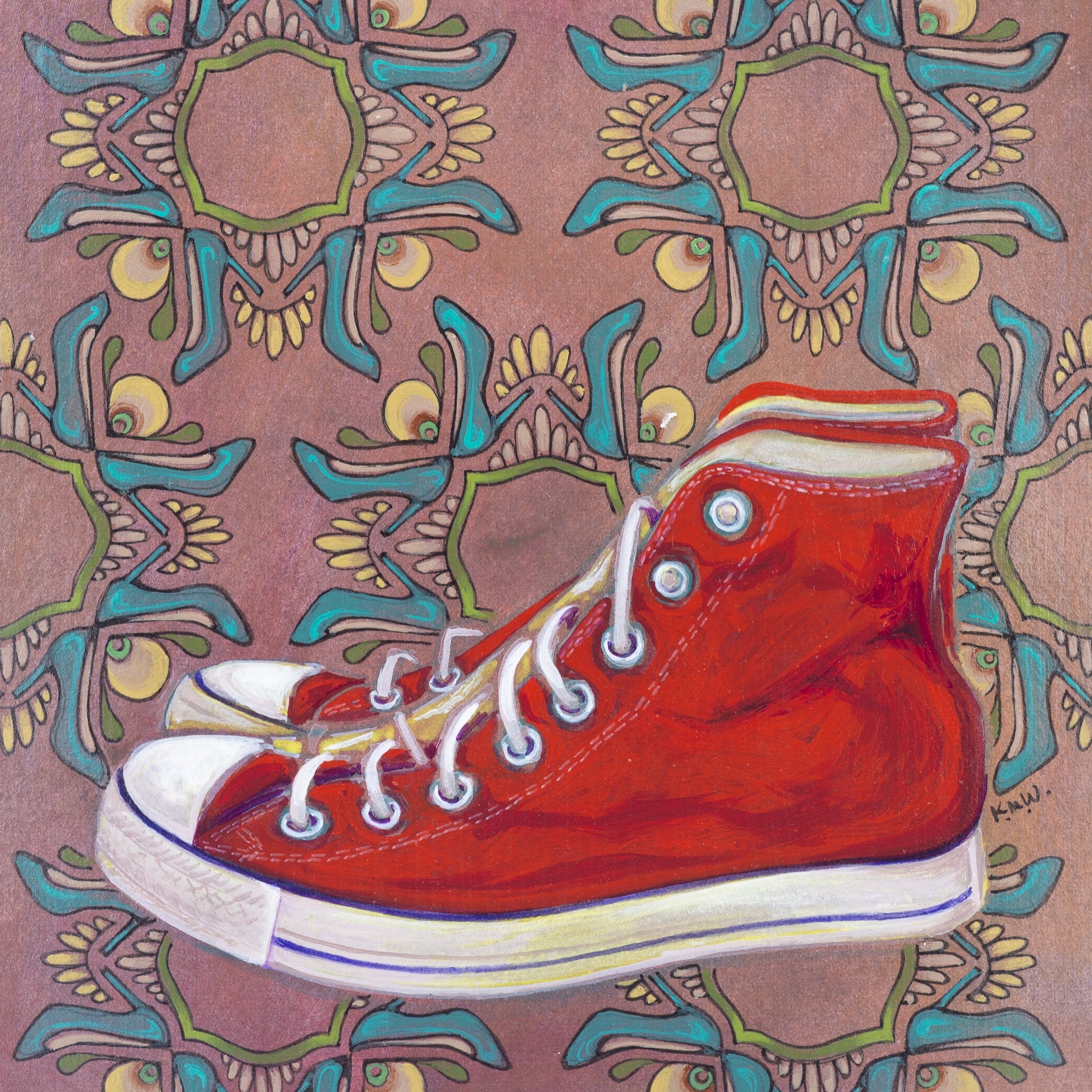 "Shoes"; acrylic, ink