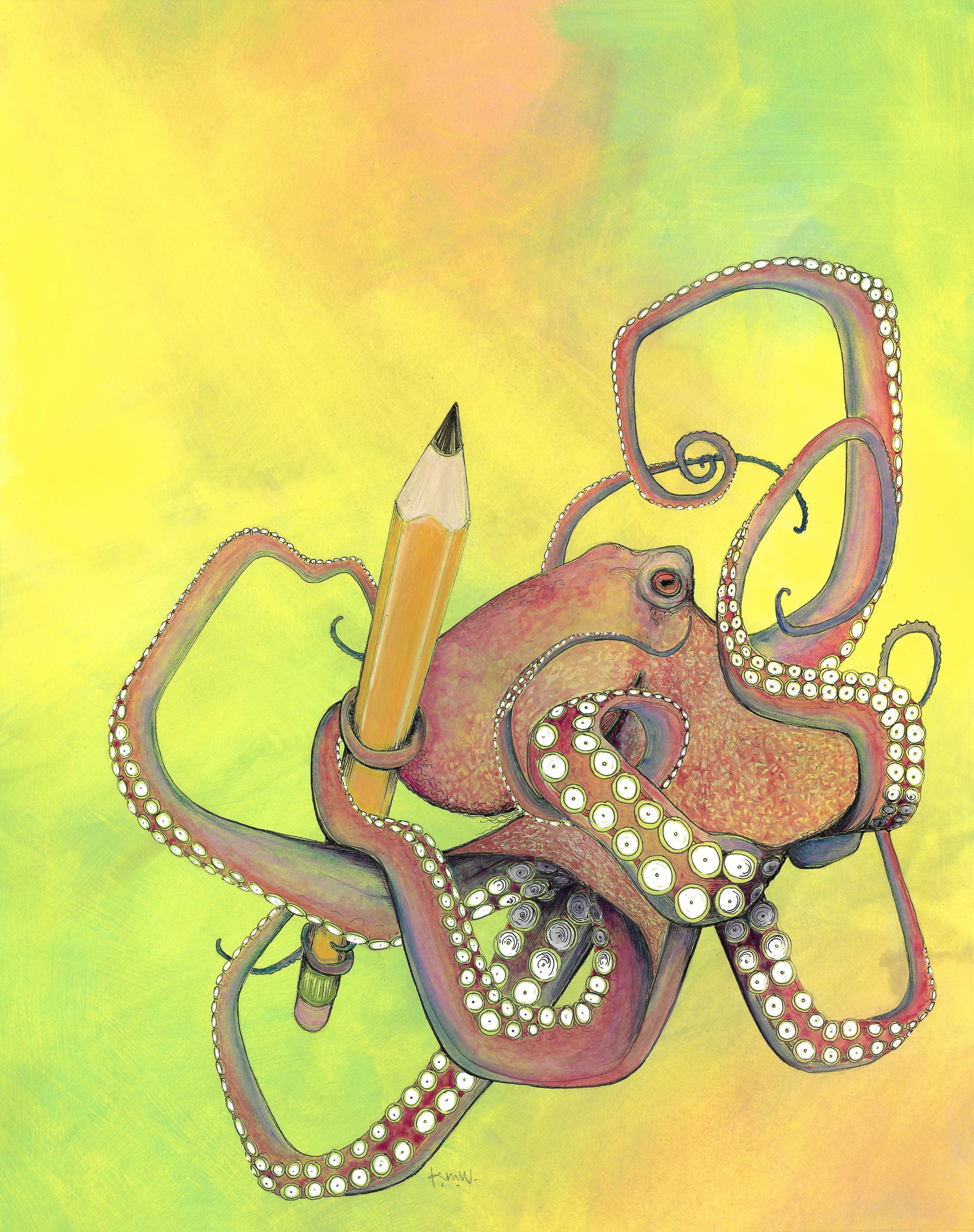 "Octopus Teacher"; acrylic, ink