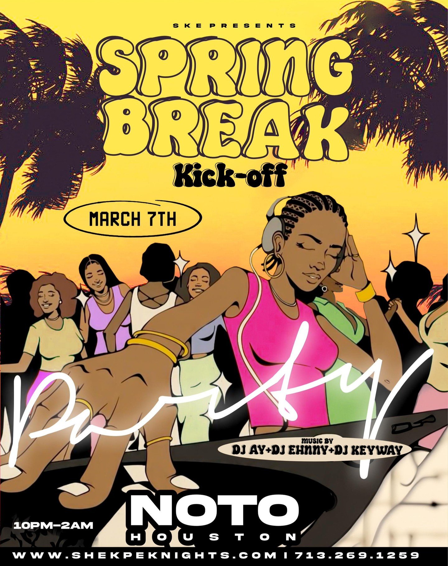 It's F&agrave;&agrave;j&iacute;Time.

🌴 SPRING BREAK KICK-OFF 2025! 🎉

Get ready for the ultimate F&agrave;&agrave;j&iacute;time vibe as we kick off Spring Break in style! 🔥

📍 NOTO Houston
📅 March 7th
⏰ 10PM - 2AM

Featuring the hottest Afrobea
