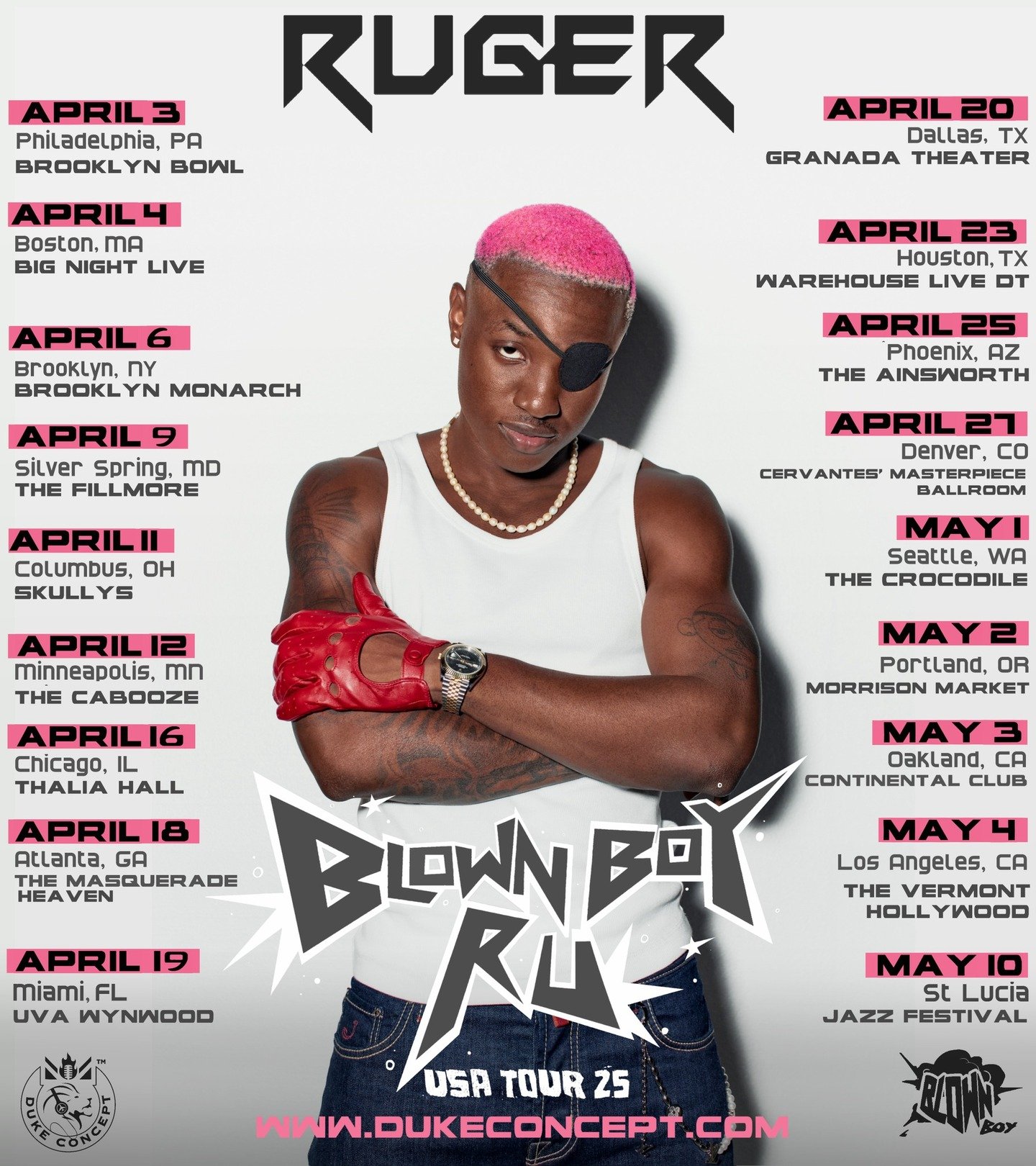 🎤 Blown Boy Ru is coming to a city near you! 🎤

Afrobeat superstar Ruger is bringing the heat with his Blown Boy Ru USA Tour &lsquo;25! 🔥🇺🇸 From Philly to Portland, Atlanta to LA, Ruger is setting the stage for unforgettable vibes. 🌍✨

💃 Catch