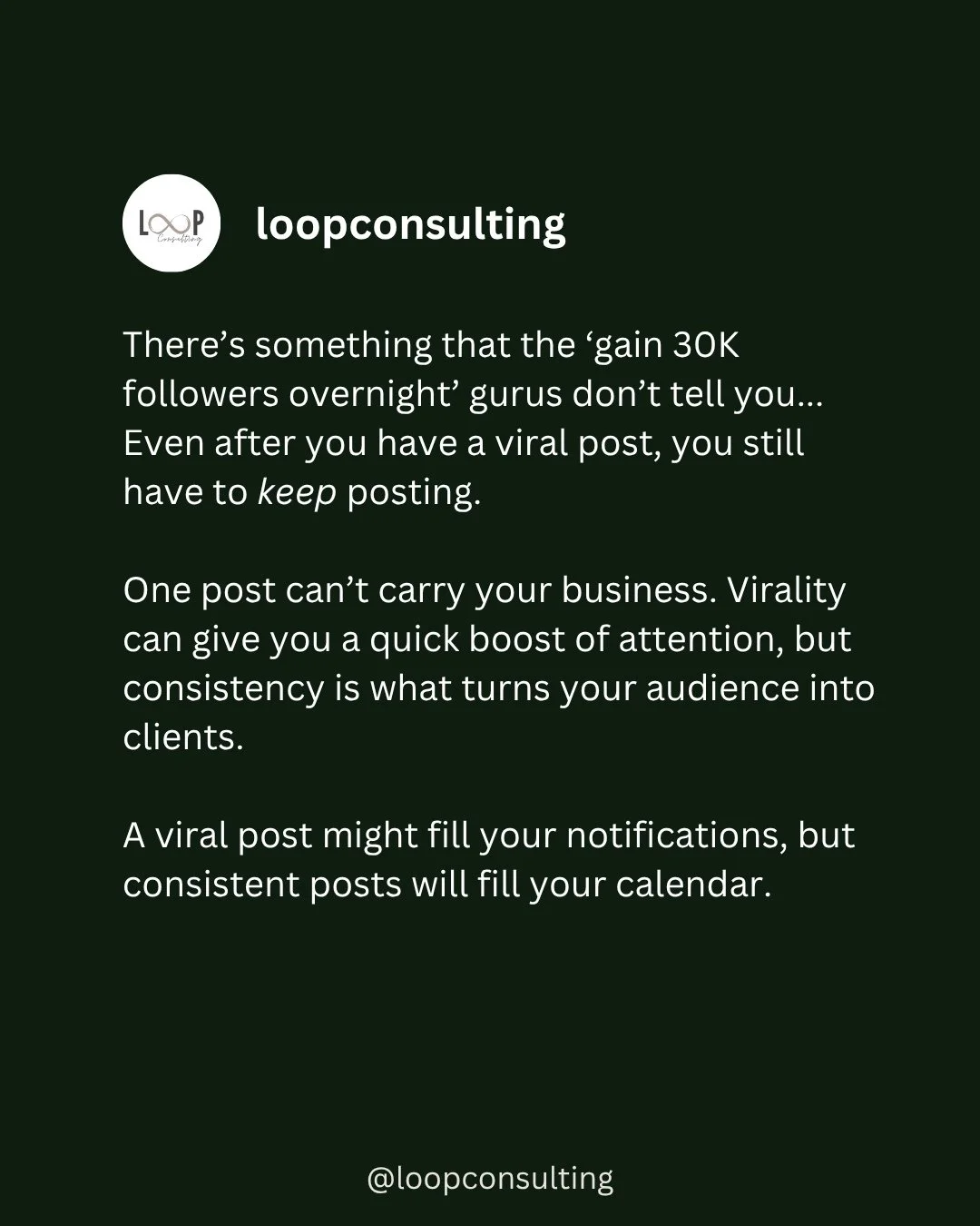 What all those &quot;how I blew up on IG overnight&quot; gurus AREN'T telling you...⁠
⁠
One viral post is useless without a plan to keep posting after it! 😚⁠
⁠
No successful business grows in bursts of attention; it's the consistency that keeps them