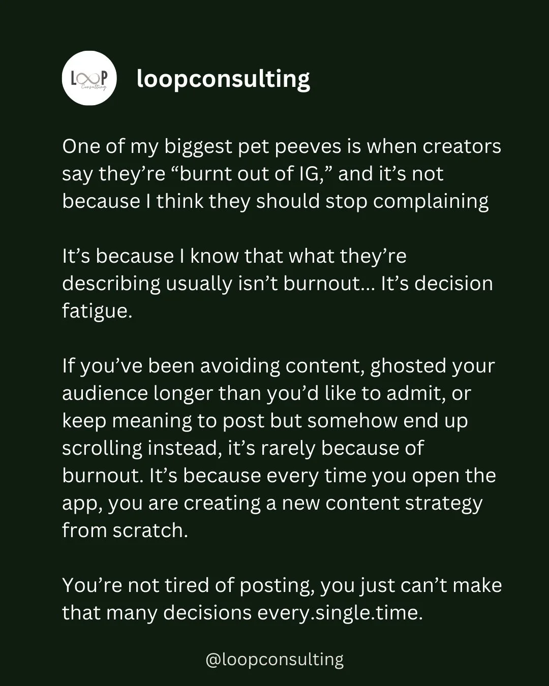 And when the advice you&rsquo;re given is &ldquo;just be more disciplined&rdquo; or &ldquo;stay consistent,&rdquo; it completely misses the point.⁠
⁠
Discipline doesn&rsquo;t reduce your decision load, it just asks you to push through it. 🤦🏻&zwj;♀️